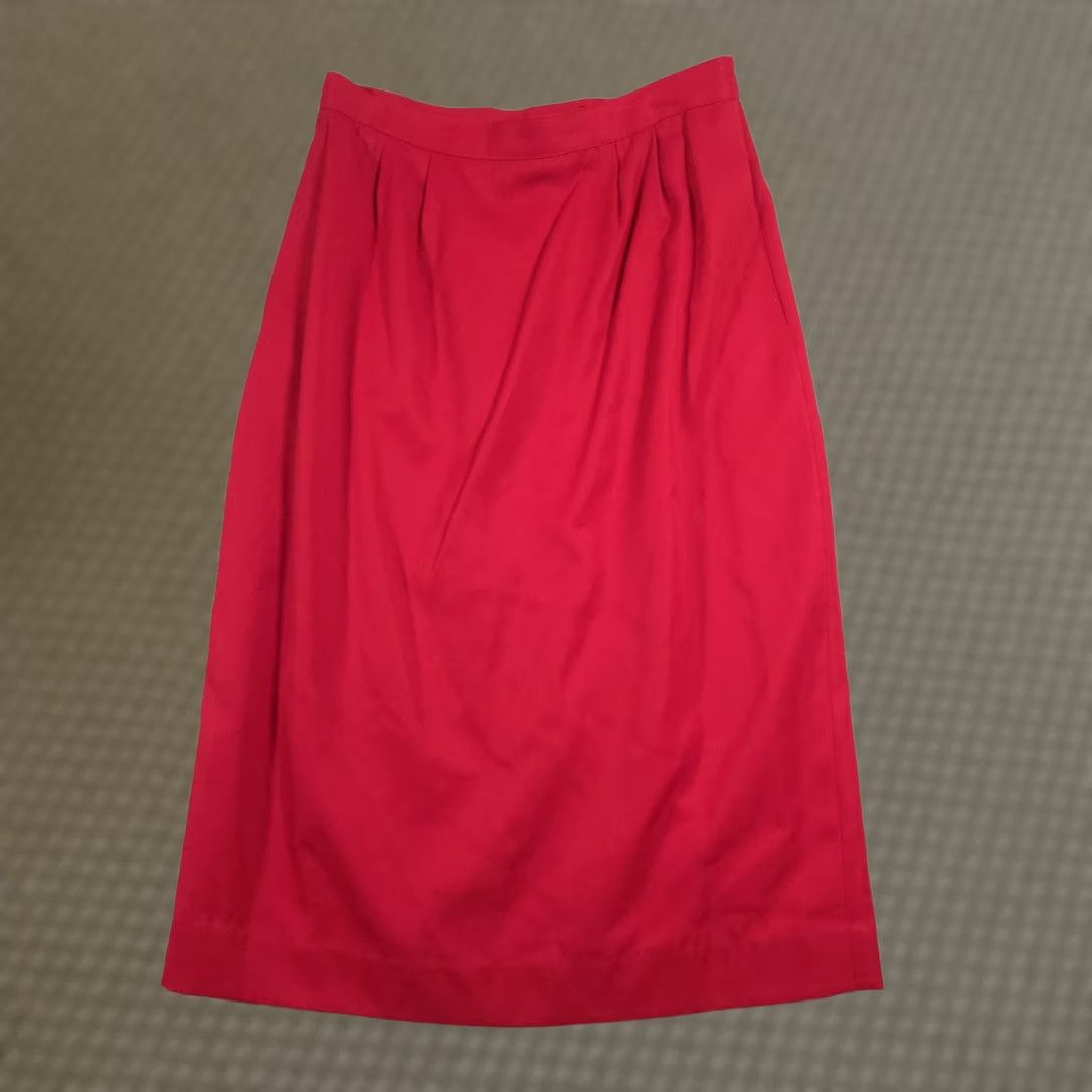 Worthington Worthington Skirt Womens 10 Red Pleated Lined Midi Pockets Slit Work Size 32" / US 10 / IT 46 - 1 Thumbnail