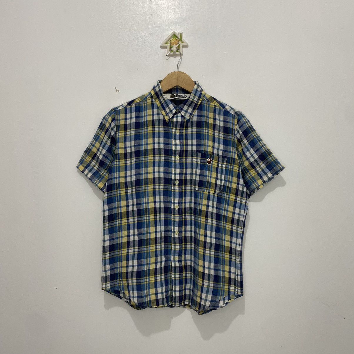 Bape One Point Plaid BD S/S Shirt Size US M / EU 48-50 / 2 - 1 Thumbnail