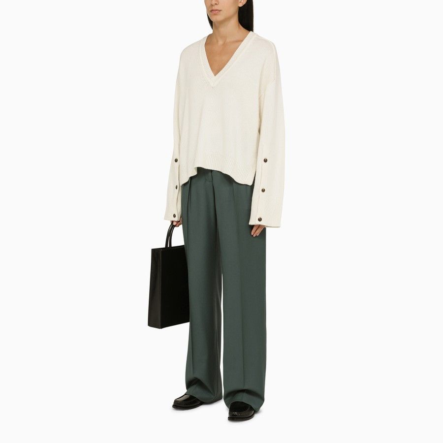 Loulou de Saison o1d2blof0824 Wool Cashmere Jumper in Ivory Size L / US 10 / IT 46 - 2 Thumbnail