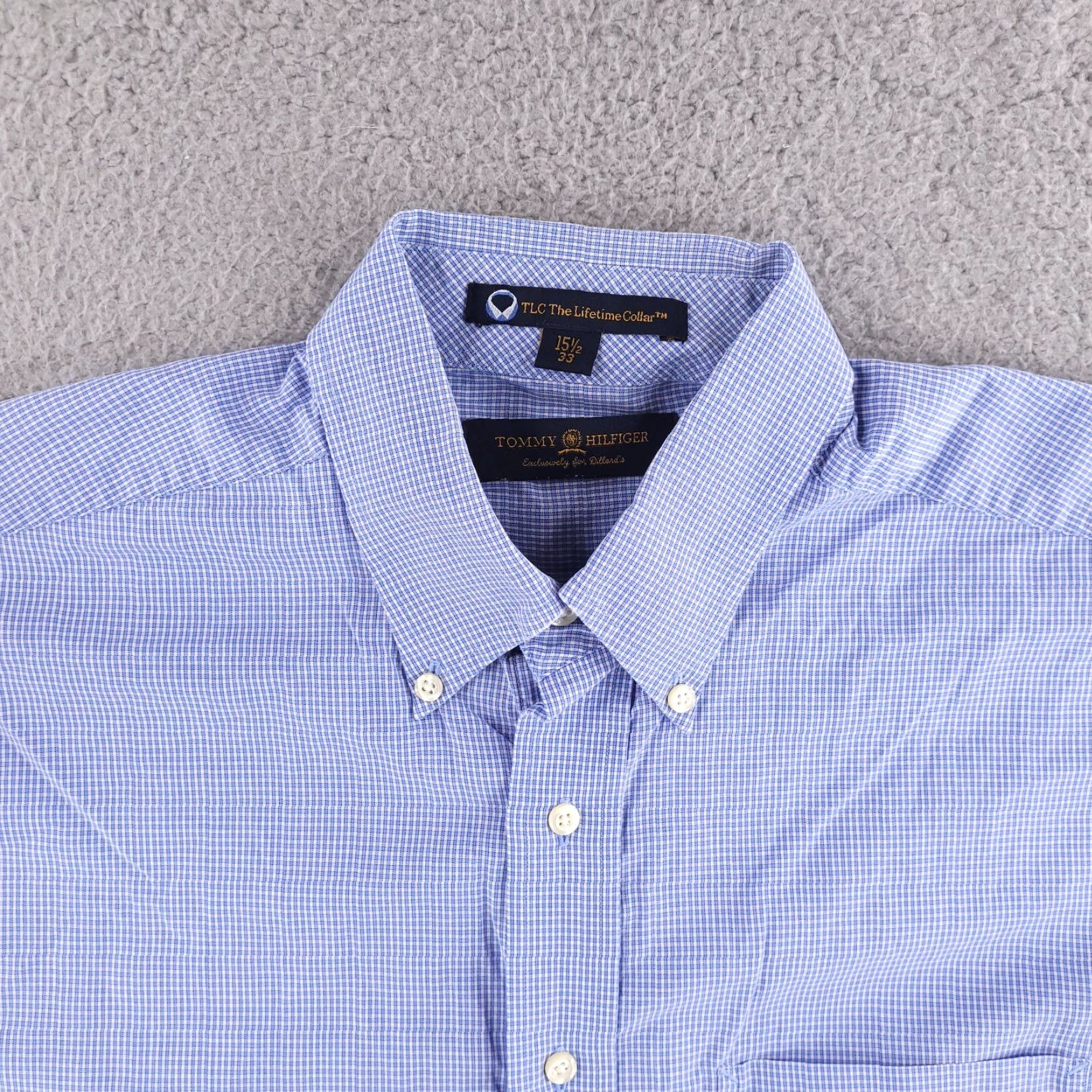 Tommy Hilfiger Tommy Hilfiger Traveler Lifetime Dress Shirt Sz 15.5 33 Blue Striped Oxford Shirt Mens Size 42R - 3 Thumbnail