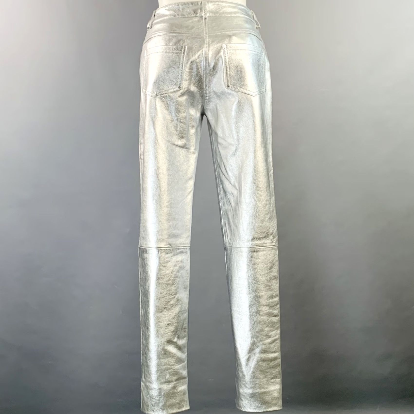 Moschino MOSCHINO Size 2 Metallic Silver Leather Jean Cut Casual Pants WOMEN Size 26" / US 2 / IT 38 - 2 Thumbnail
