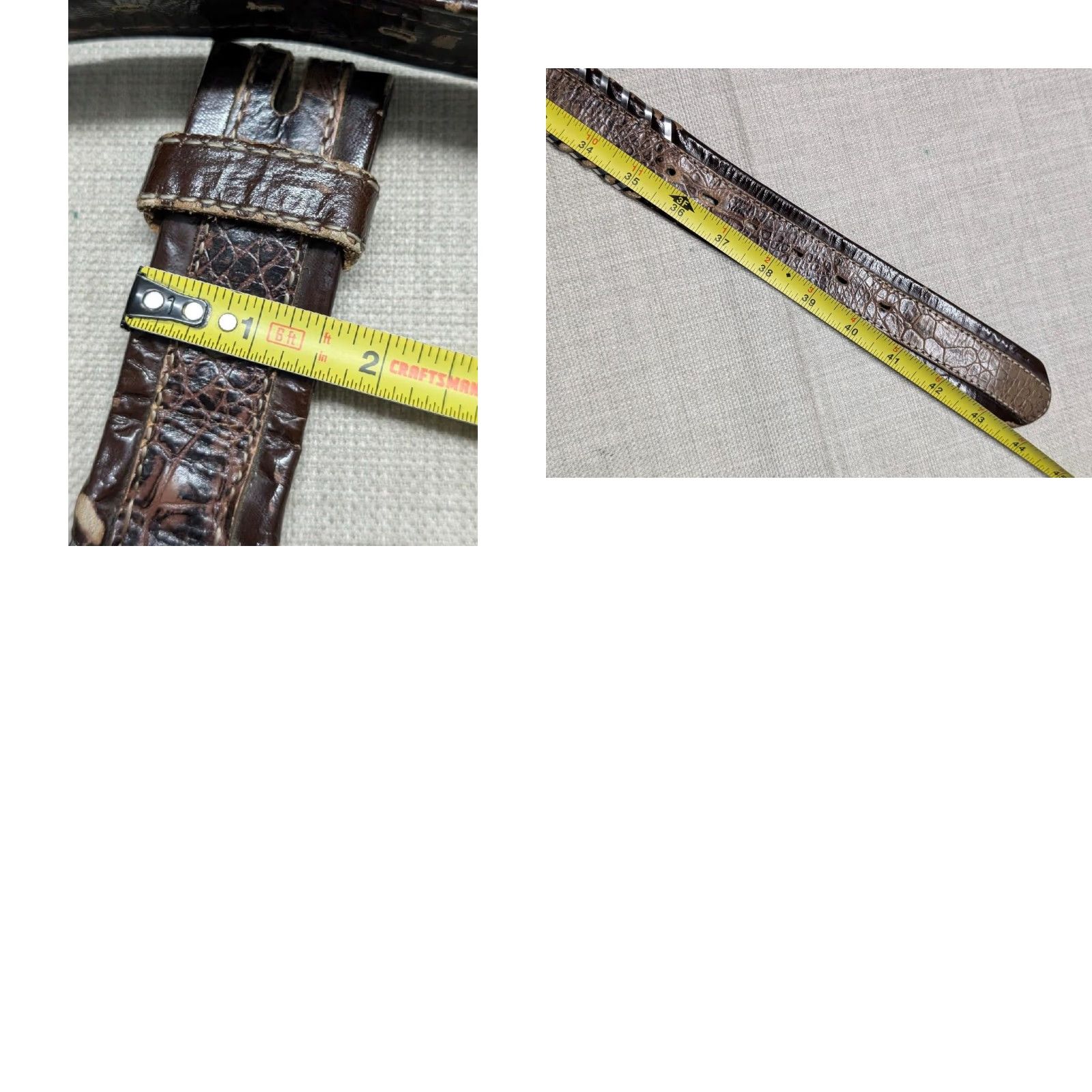 Vintage VINTAGE Circle Y belt Western Men 38 Brown Cowhide Leather Alligator Embossed Buckle Western Belt Mens Size 38 - 9 Thumbnail