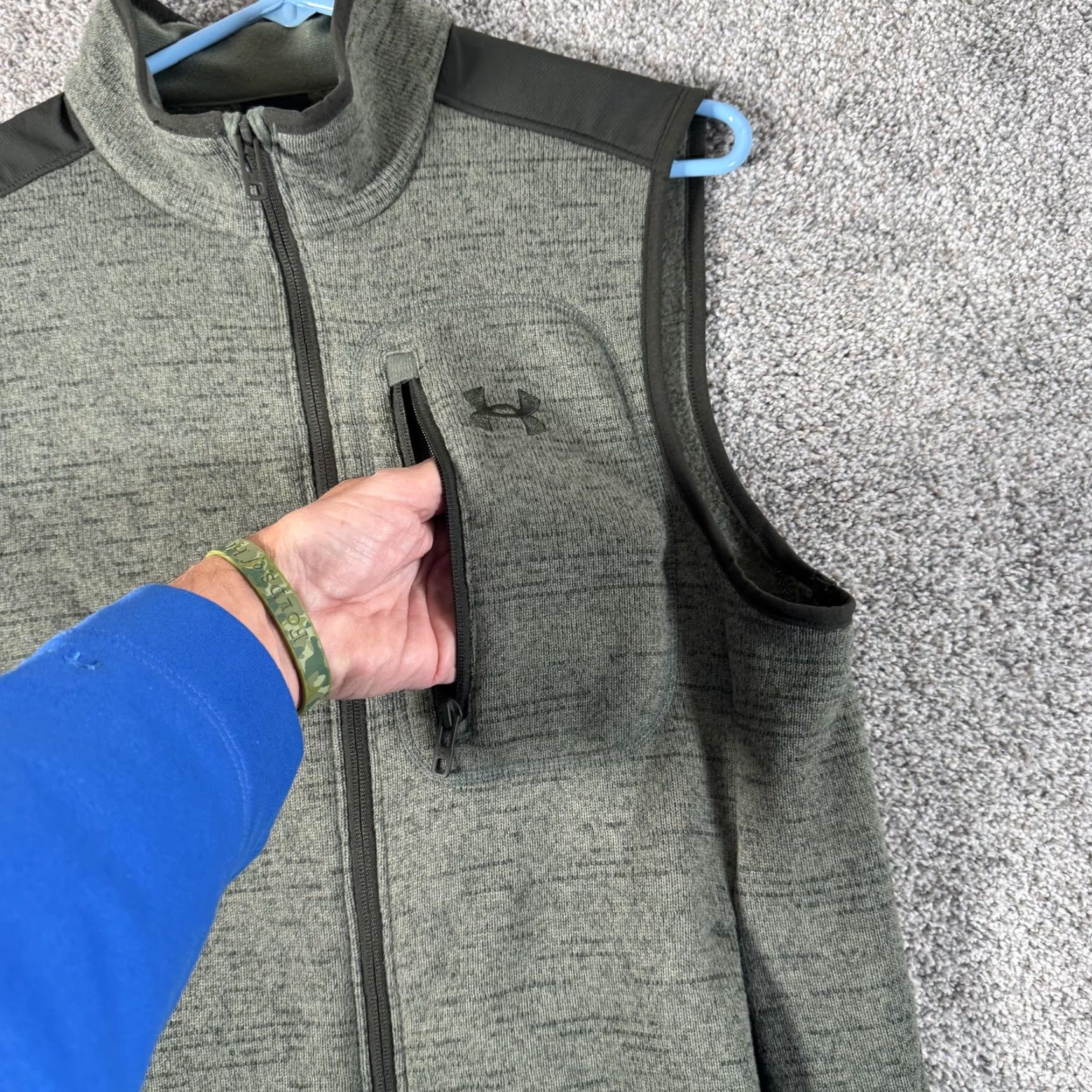 Under Armour Under Armour Vest Mens Small Green Heather Full Zip Sweater Fleece Chest Pocket Size US S / EU 44-46 / 1 - 6 Thumbnail