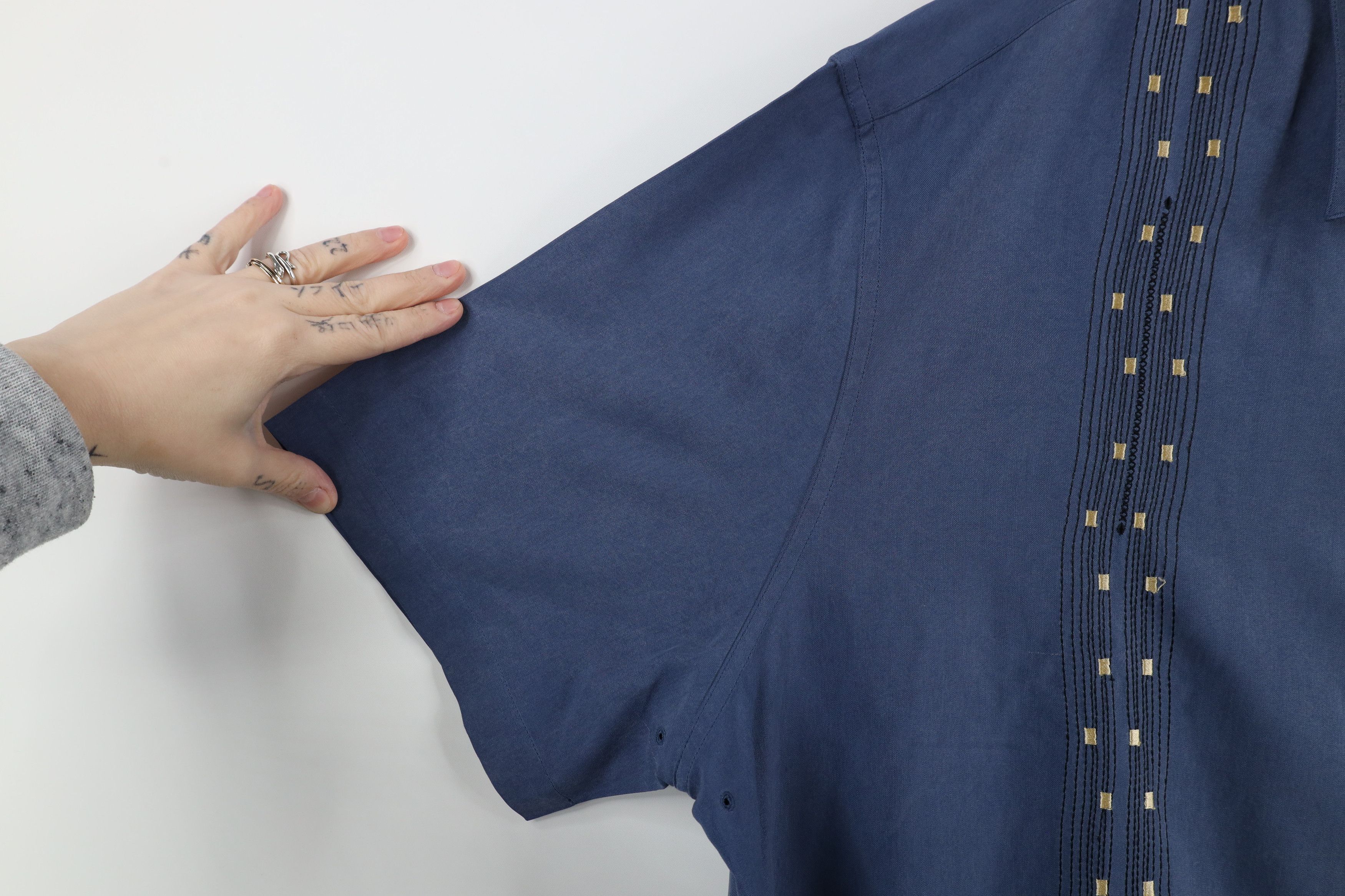 Nat Nast × Vintage Nat Nast Luxury Originals Geometric Silk Button Shirt Blue Size US XL / EU 56 / 4 - 9 Thumbnail