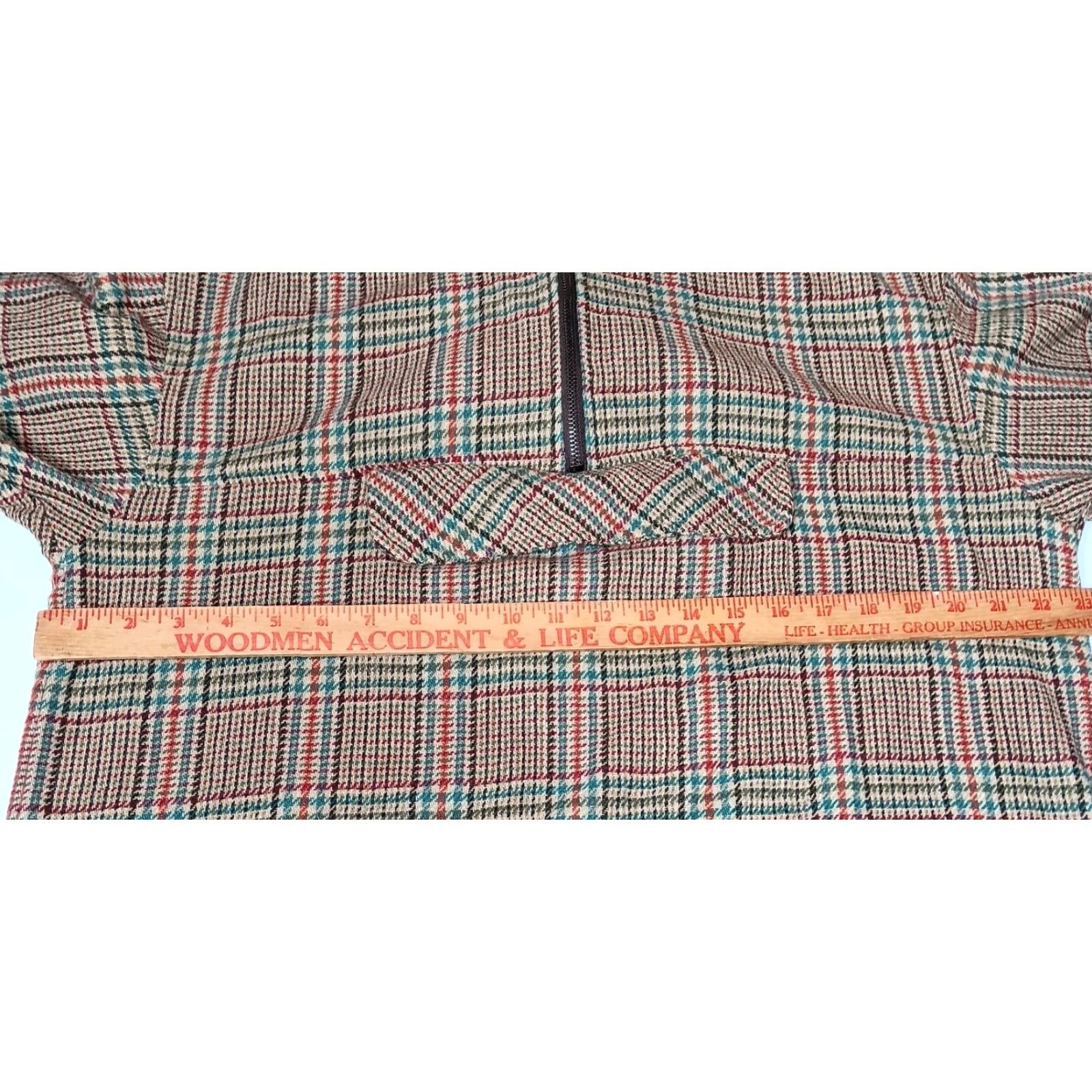 Vintage VINTAGE Carol Little Jacket M Wool Blend Pullover Brown Plaid 1/4 Zip Academia Womens Size M / US 6-8 / IT 42-44 - 3 Thumbnail