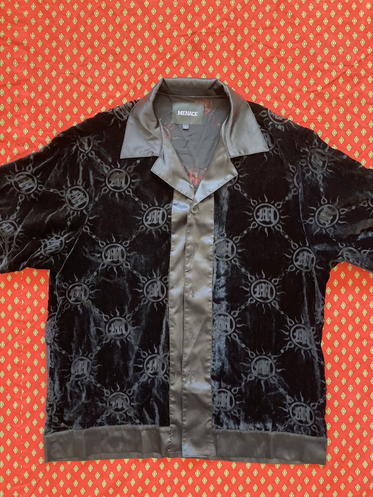 Menace Menace Velour Monogram Shirt Size US L / EU 52-54 / 3 - 1 Thumbnail