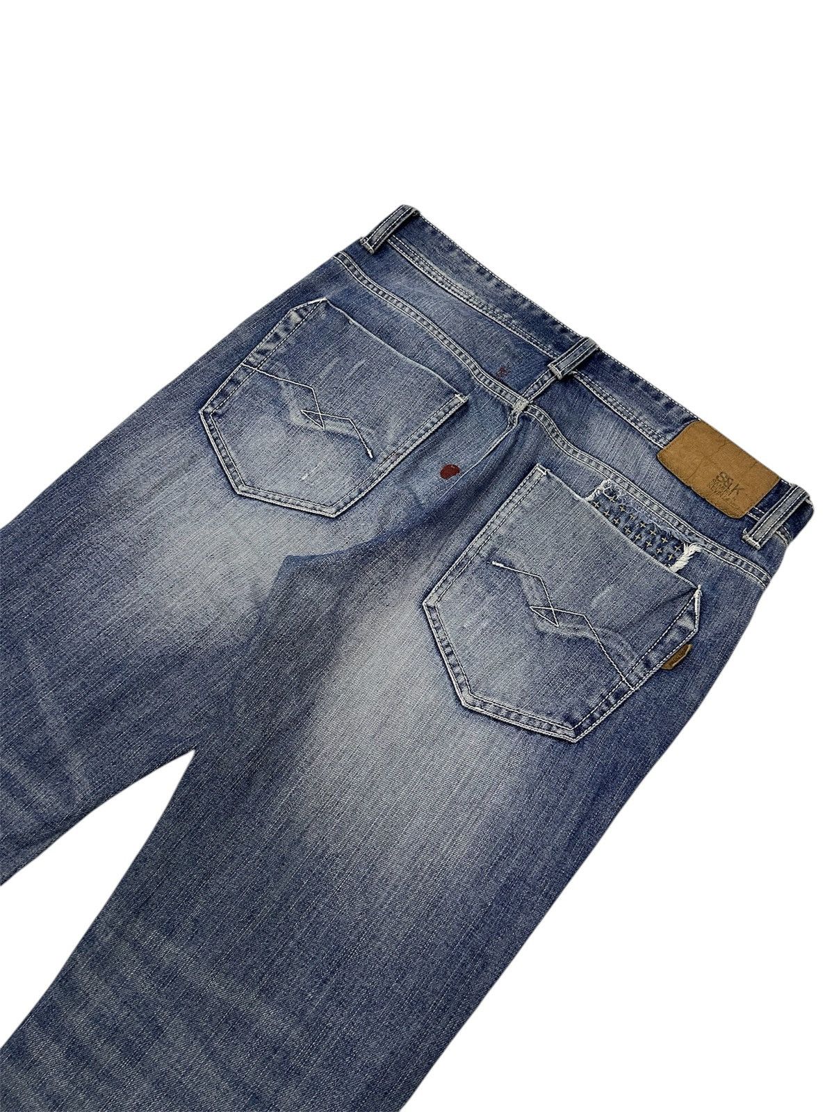 Japanese Brand × Vintage Vintage Japanese Blue Wash Patches Style Distressed Jeans Size US 35 - 6 Thumbnail