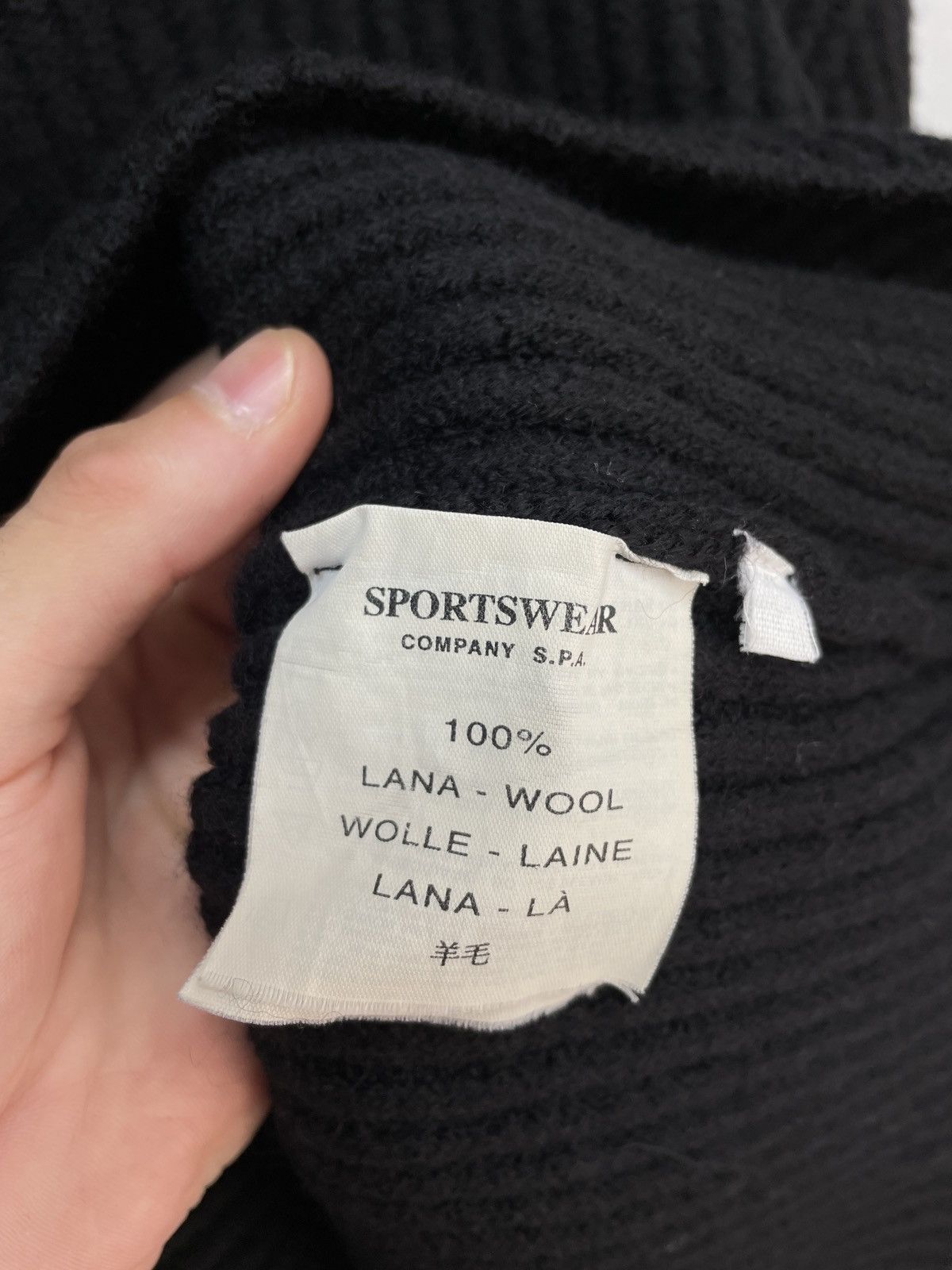 Vintage Stone Island Knitted Wool Sweater All Black Size M