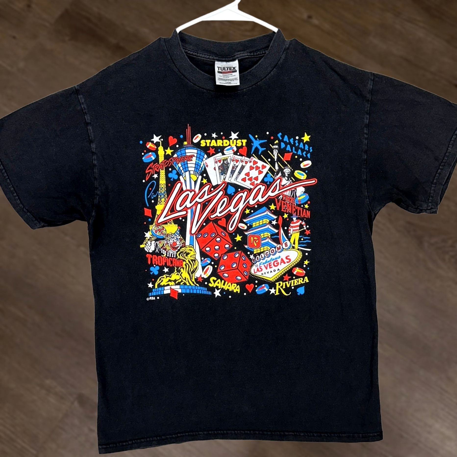Tultex VINTAGE Tultex Las Vegas T-Shirt Tee Mens Large Black Graphic Preshrunk Crewneck Size US L / EU 52-54 / 3 - 1 Thumbnail