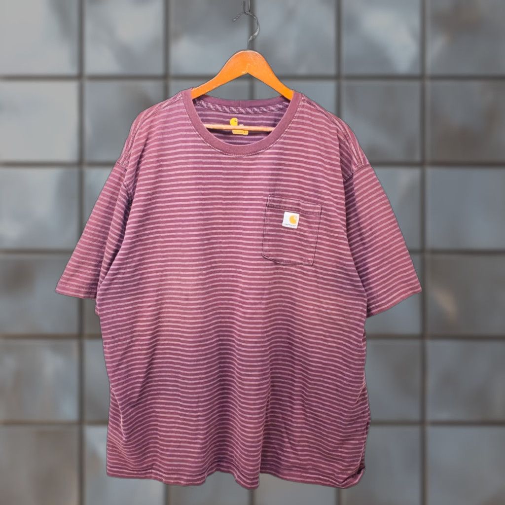 Carhartt Carhartt Shirt 3XL Red Striped Sun Faded Pocket T Shirt Men’s K87 90s Logo Size US XXL / EU 58 / 5 - 1 Thumbnail