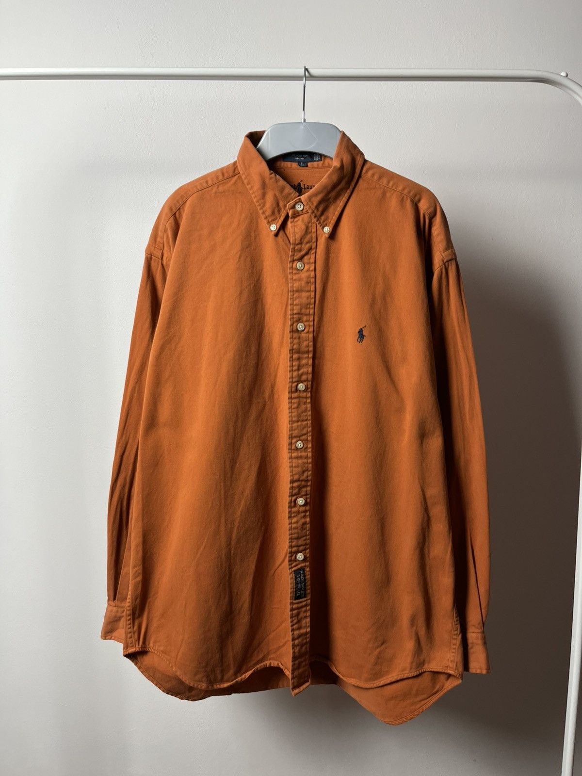 Ralph Lauren Blake Button Down Shirt Orange Cotton Size L