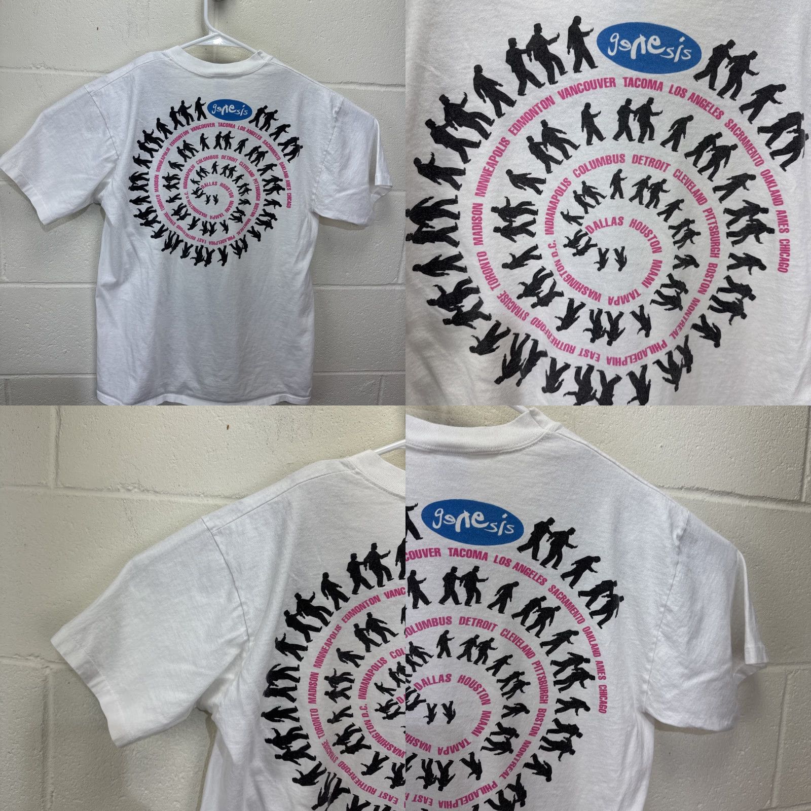Jerzees VINTAGE Genesis Tour Double Sided T Shirt Large Men 90s White Cotton Graphics Logo Crew Neck Short Sleeve Rock Concert We Can’t Dance Size US L / EU 52-54 / 3 - 9 Thumbnail