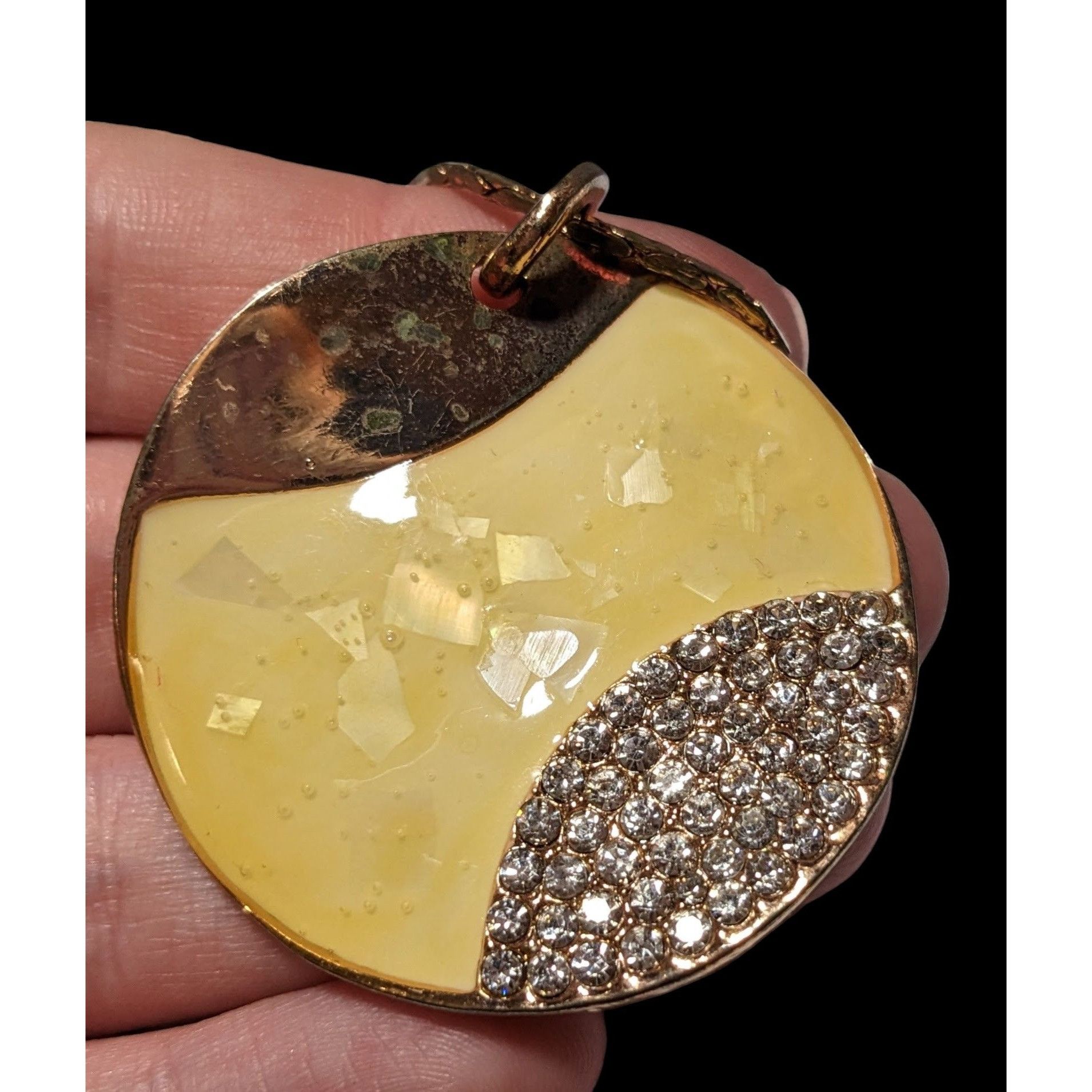 Other Gold And Yellow Enamel Rhinestone Pendant Necklace Size ONE SIZE - 2 Thumbnail