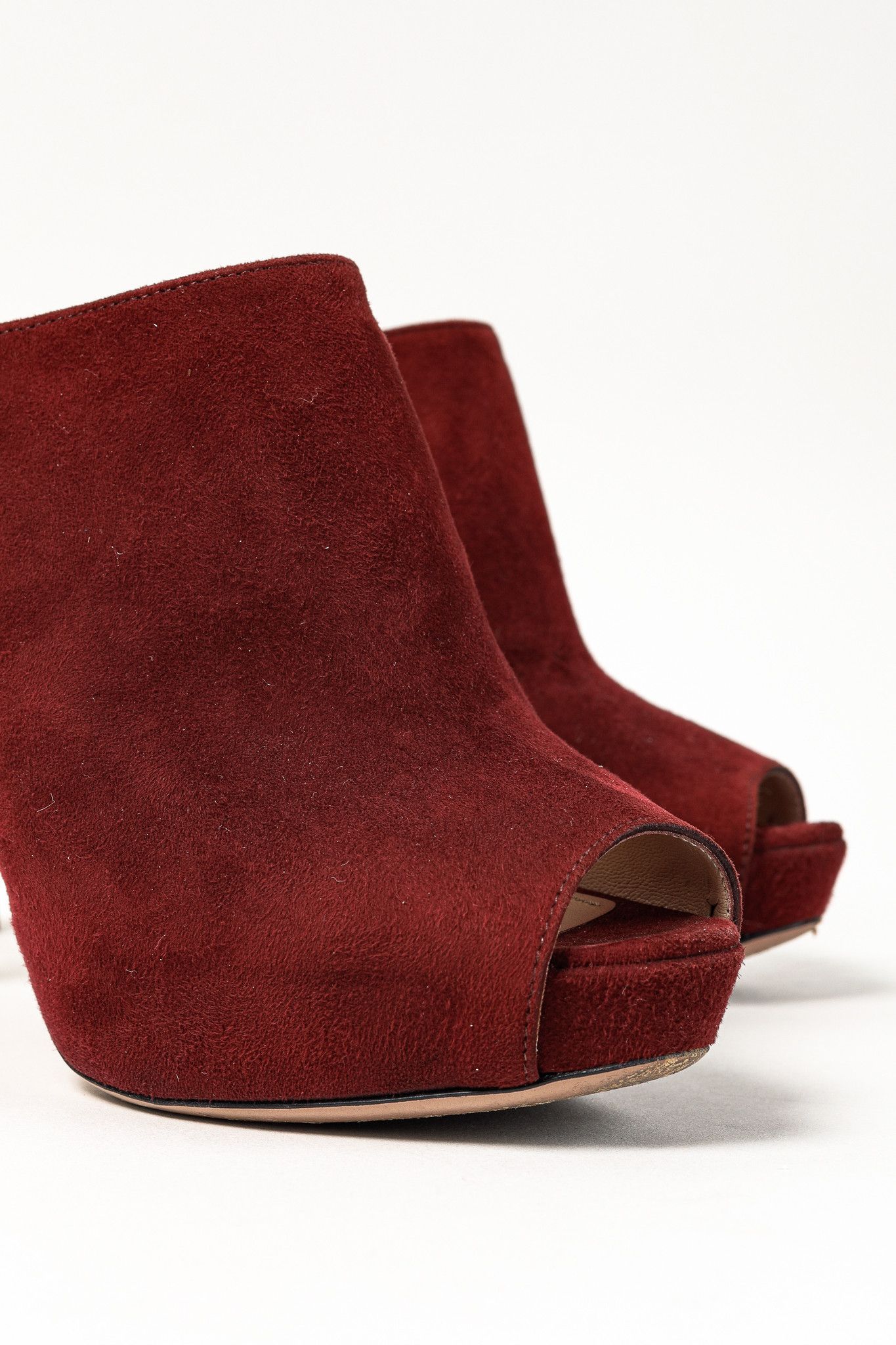 Prada Prada Burgundy Suede Stiletto Heel Slide Mule Platform Pump Size US 6.5 / IT 36.5 - 7 Thumbnail