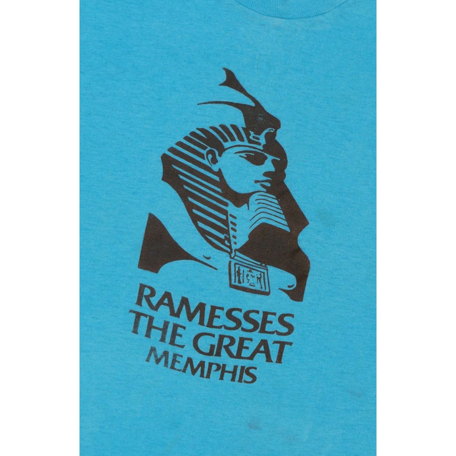 THE GREAT VINTAGE Ramesses The Great Memphis Pharaoh T-Shirt Blue Medium Graphic Tee Mens Boys Unisex Adults Pantheon 1990s Size US M / EU 48-50 / 2 - 2 Thumbnail
