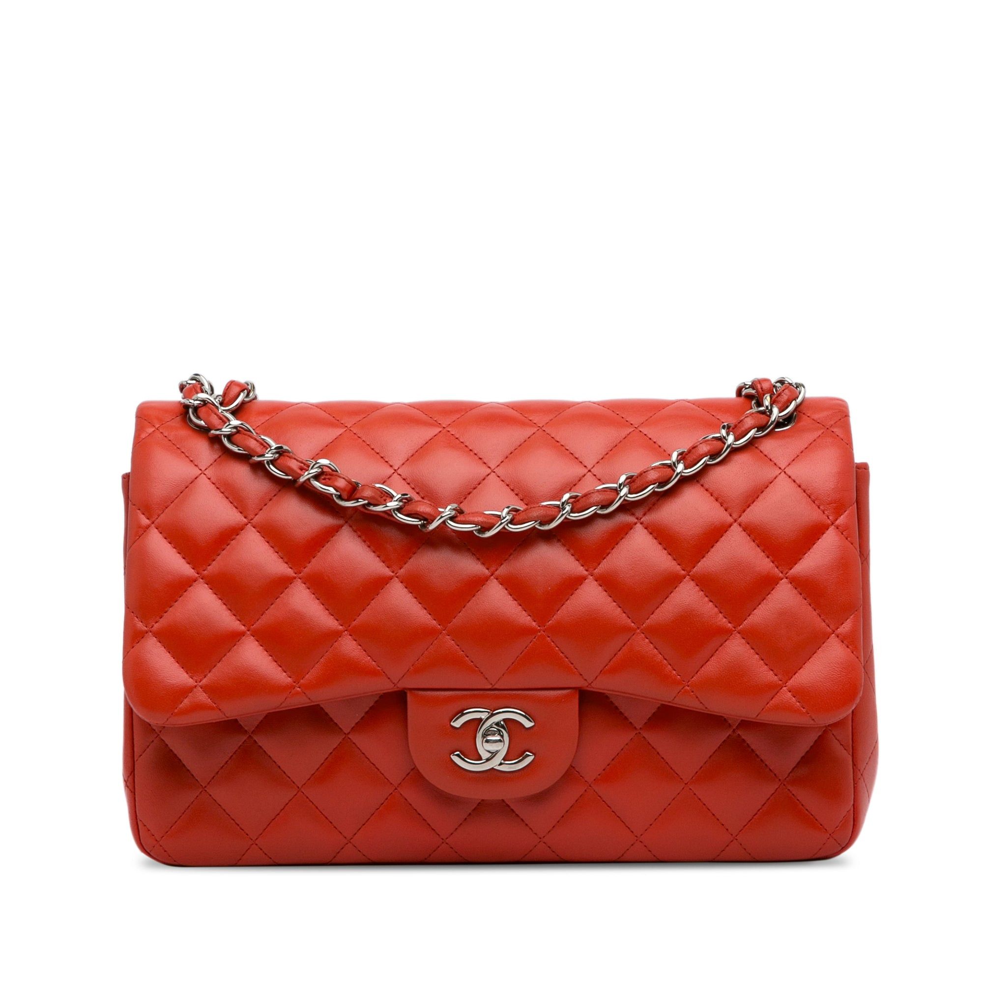 Chanel Chanel Jumbo Classic Lambskin Double Flap Orange Size ONE SIZE - 1 Thumbnail
