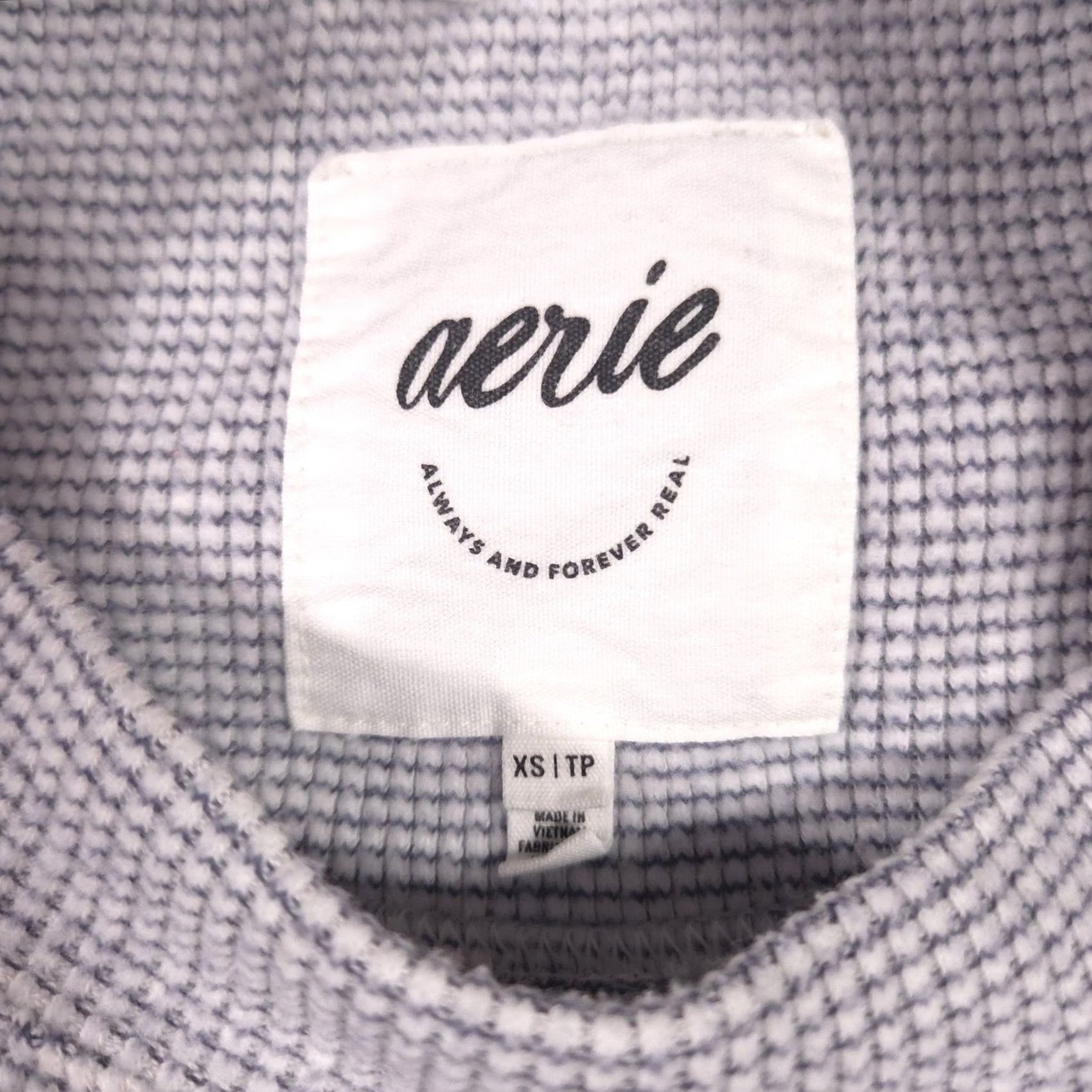 Vintage Aerie Sweater Womens XS Gray Stripe Waffle Knit Crewneck Raglan Long Sleeve Size XS / US 0-2 / IT 36-38 - 5 Thumbnail