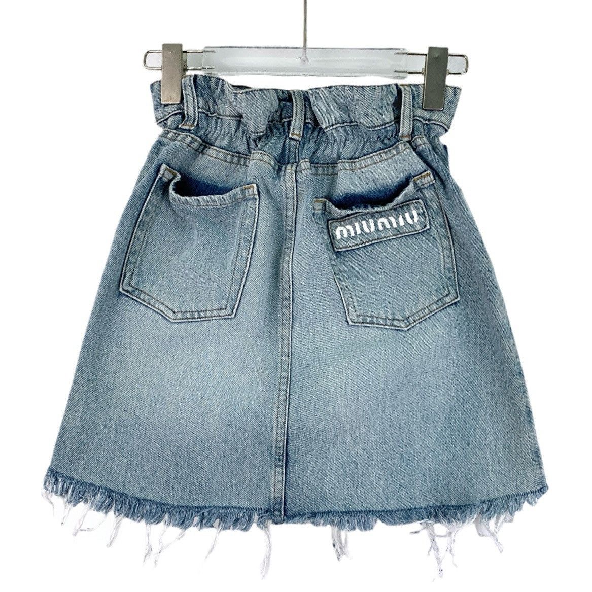 Miu Miu Miu Miu Blue Logo Letter Tassel Casual Denim Skirt K26WX Size 25" / US 0 / IT 36 - 2 Thumbnail