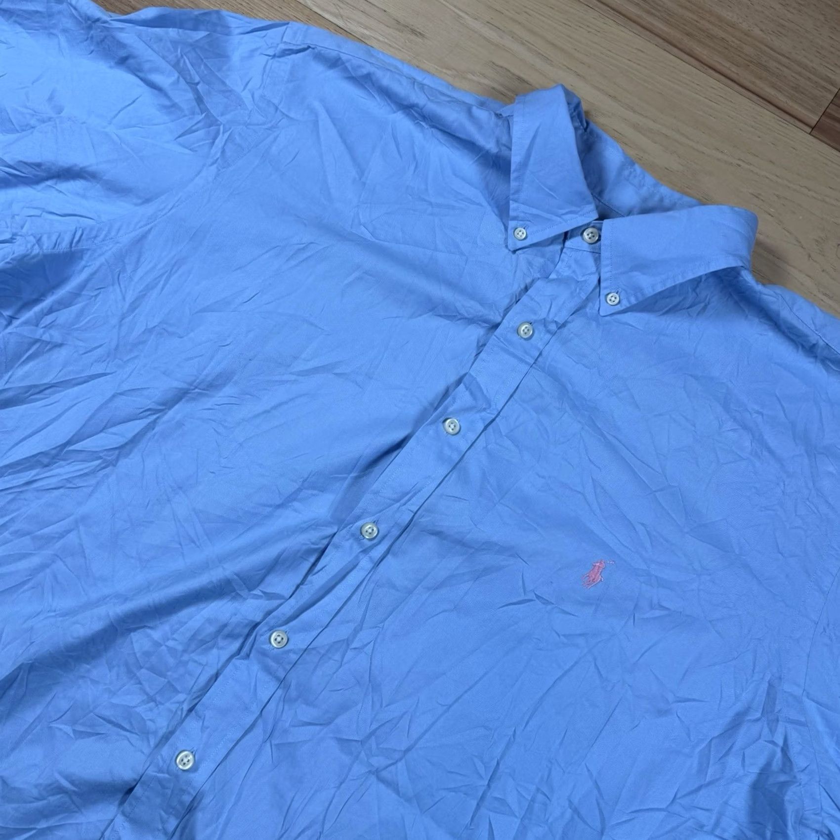 Polo Ralph Lauren VINTAGE Polo Ralph Lauren Shirt Mens 2XLT Blue Feather Weight Twill Dress Preppy Plaid Button-Up Long Sleeve Flannel Big & Tall Mens Size 48R - 2 Thumbnail