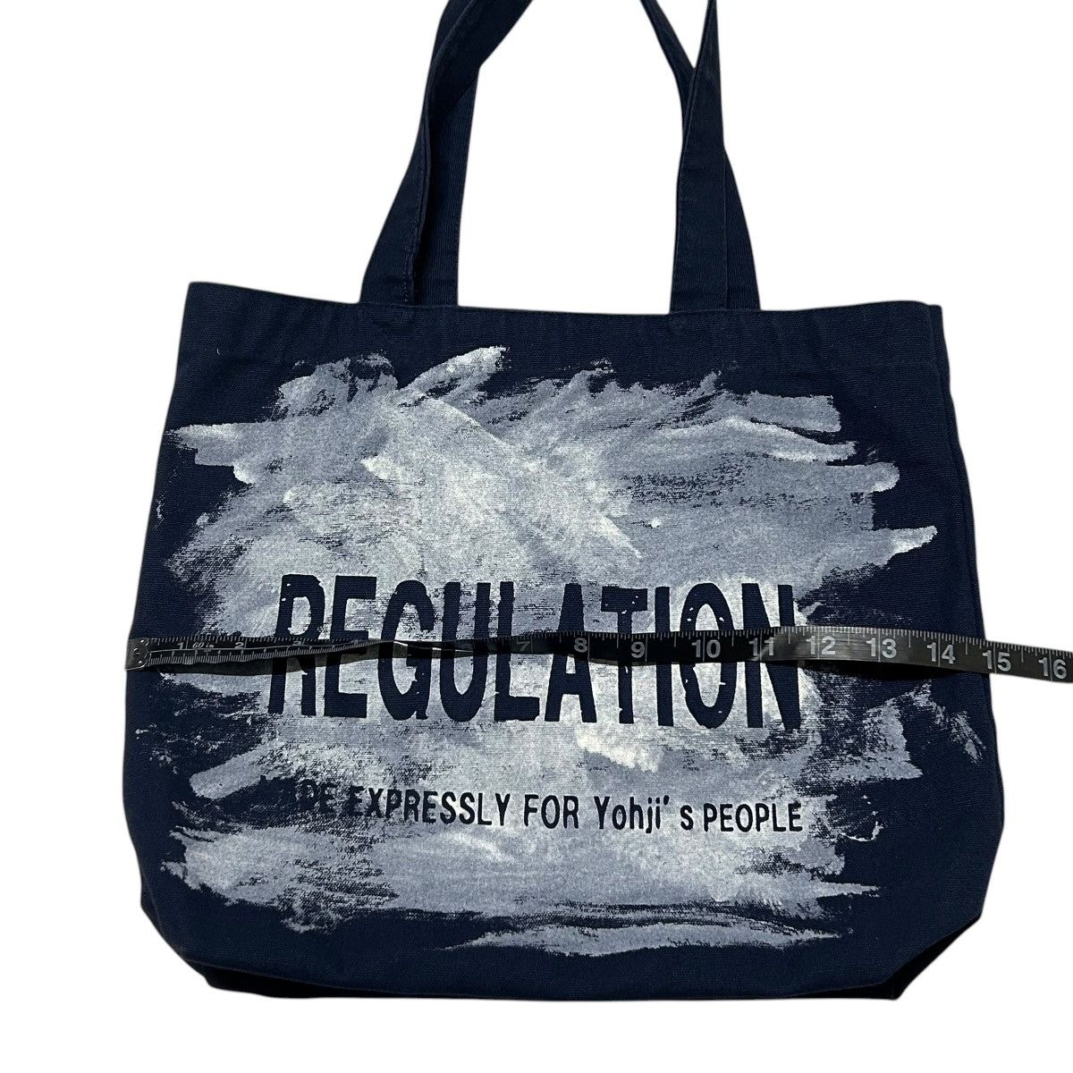 Yohji Yamamoto 729 Yohji Yamamoto bag tote navy cotton Paint design Size ONE SIZE - 16 Thumbnail