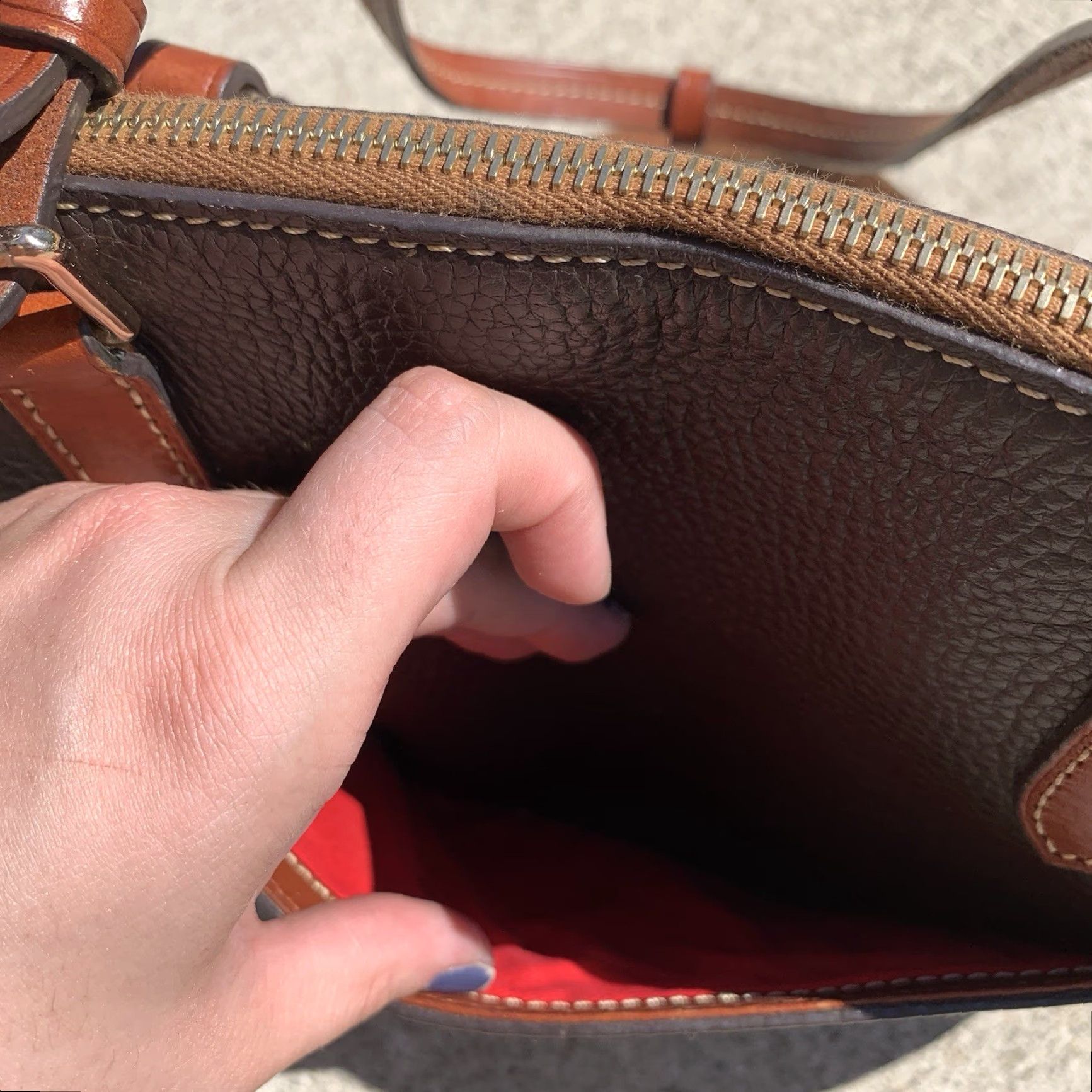 Dooney & Bourke VINTAGE Dooney & Bourke Tote Bag Women Medium Leather Pebbled Brown 2000s Designer Casual Size ONE SIZE - 7 Thumbnail
