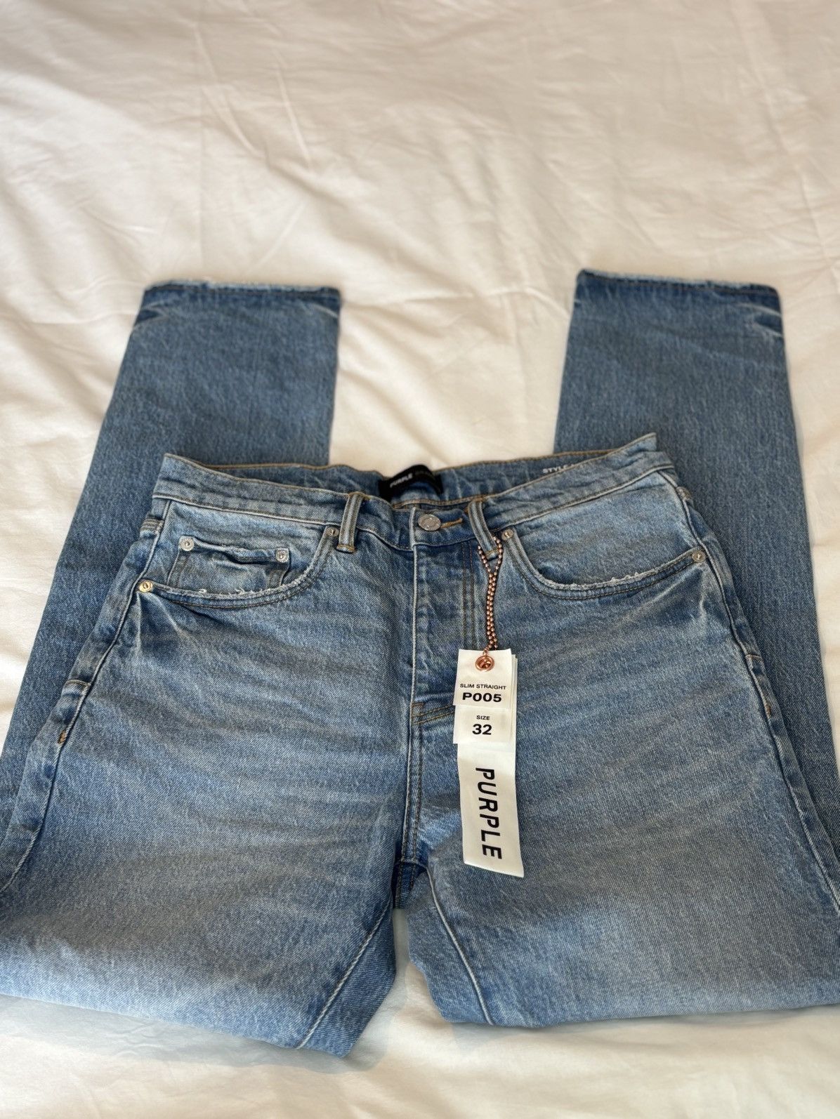 Purple Brand Purple Brand P005 Slim Straight Light Clean Indigo Size US 32 / EU 48 - 4 Thumbnail