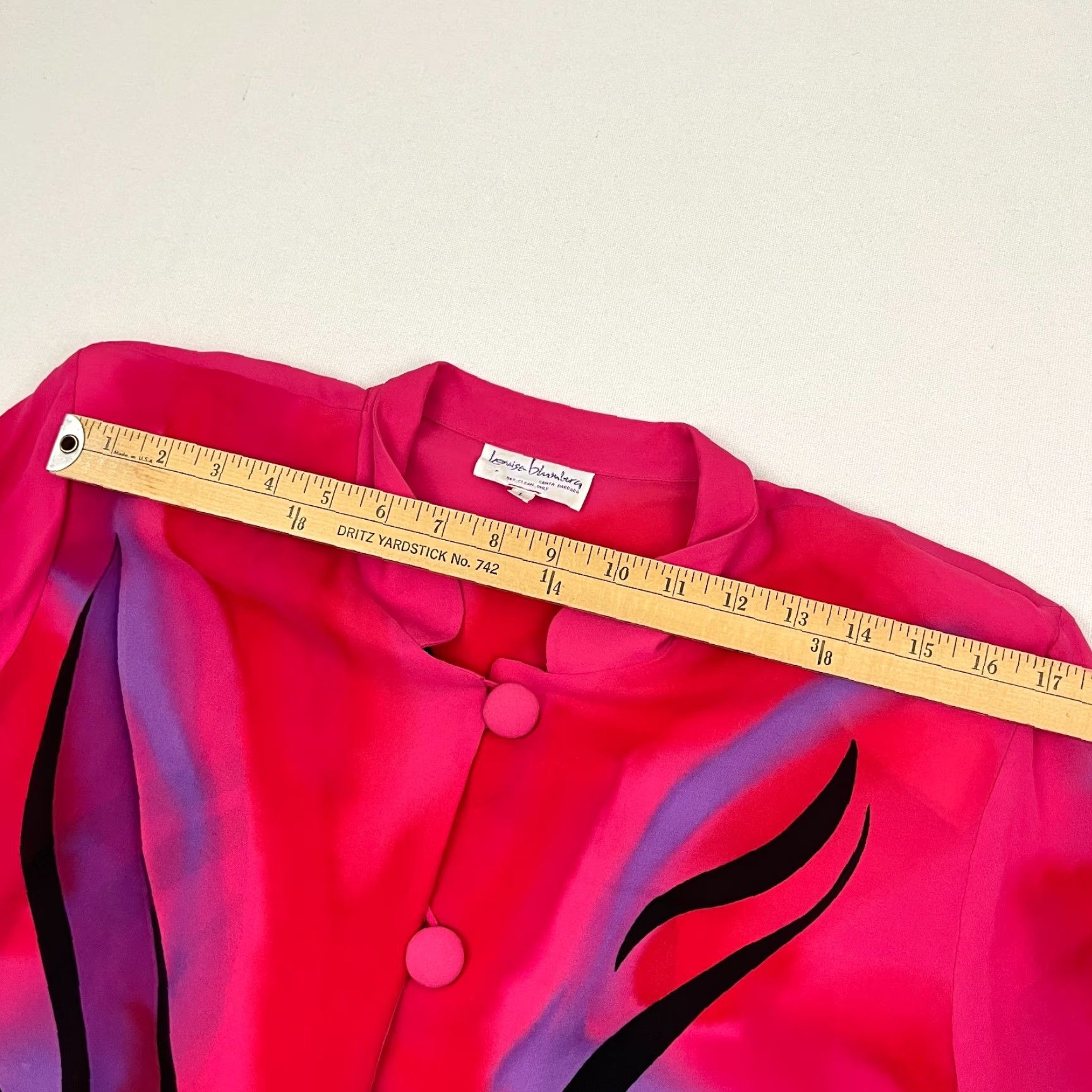 Pinko VINTAGE Louise Blumberg Santa Barbara Blouse Womens L Abstract Art Wear Silk Retro Pink Size L / US 10 / IT 46 - 7 Thumbnail