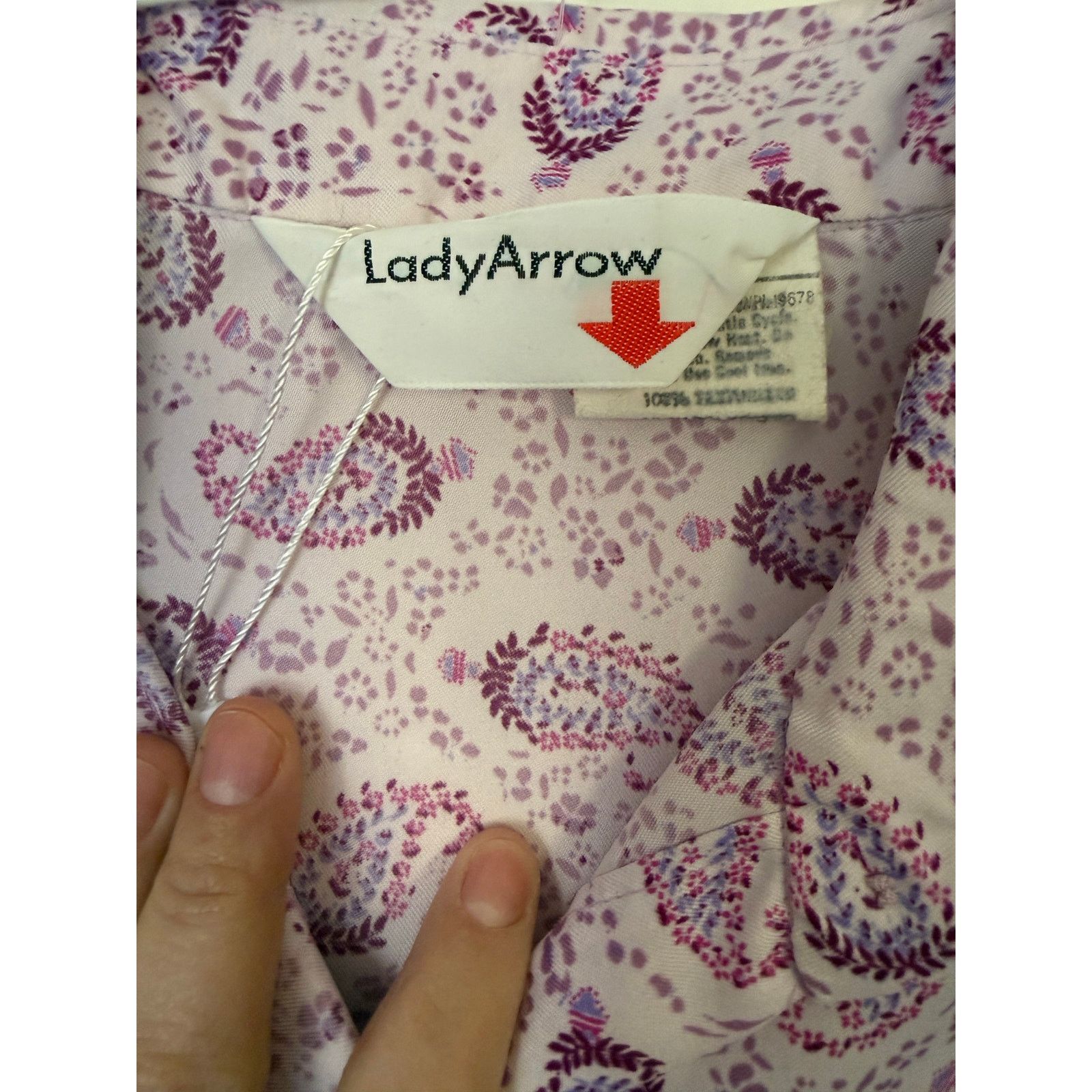 Vintage 70's Lady Arrow Purple Paisley Long Sleeve Blouse Small M Size M / US 6-8 / IT 42-44 - 3 Thumbnail