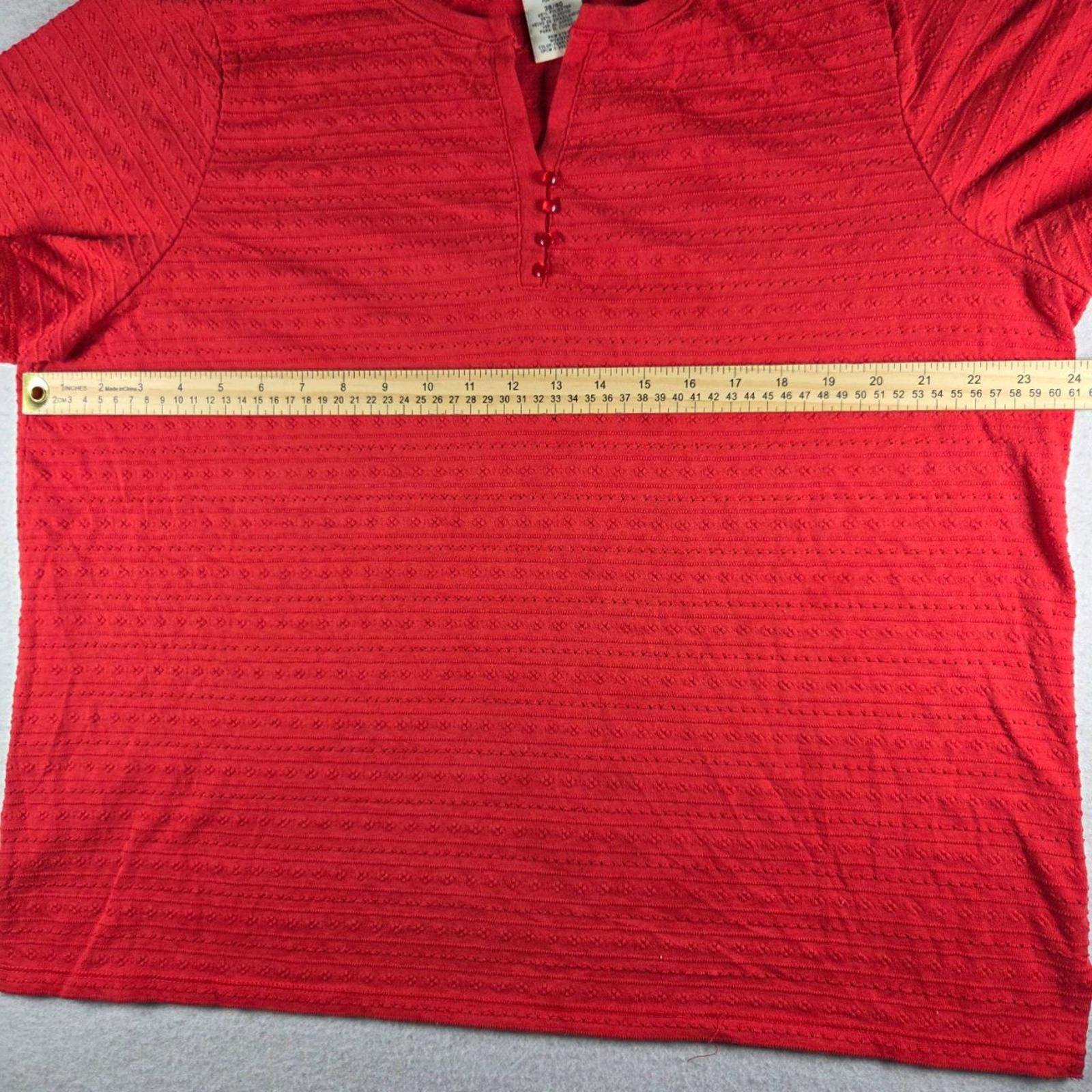 Designer White Stag Womens Short Sleeve Henley Plus 18W/20W Red Top Size XXL / US 16-18 / IT 52-54 - 5 Thumbnail