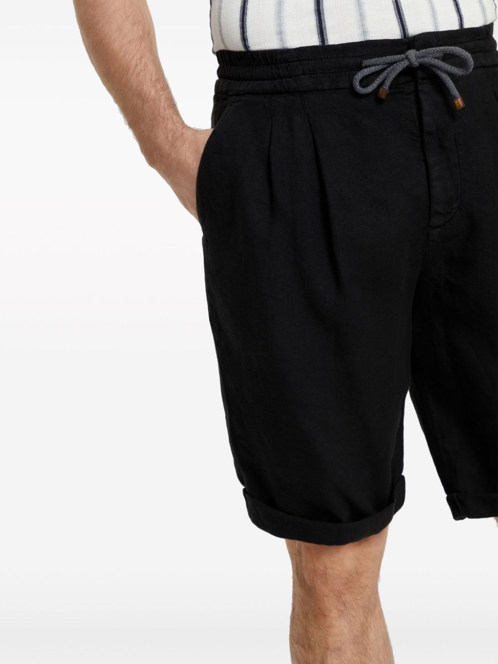 Brunello Cucinelli o1la1rc1a0425 Dyed Bermuda Short in Black Size US 32 / EU 48 - 5 Thumbnail