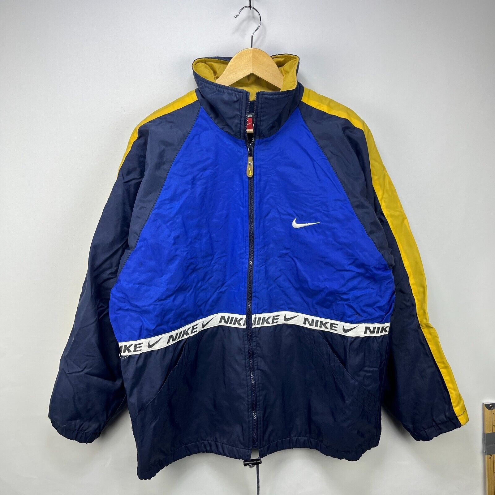 Nike × Vintage Vintage 90s Nike Big Swoosh Jacket Fleece Lined Large Size US L / EU 52-54 / 3 - 1 Thumbnail