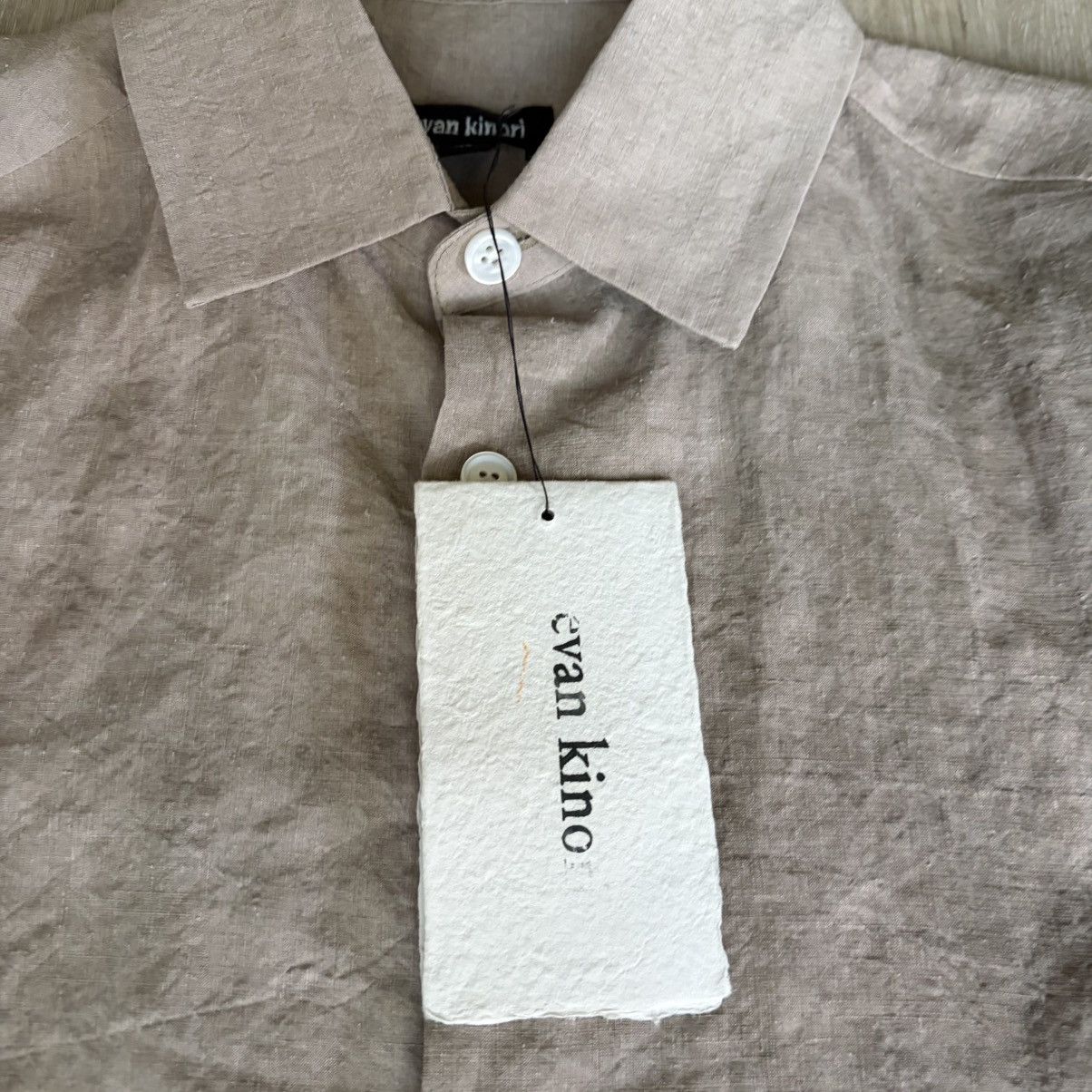 New Evan Kinori Flat Hem Shirt Mens Xs Hemp Japan 2026 in Beige, Men's — image 2 of 6