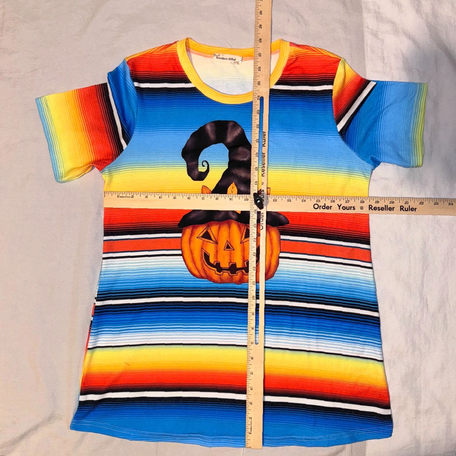 Rainbow Southern Stitch Tshirt Halloween Witch Pumpkin Rainbow Striped Short Sleeve M Size M / US 6-8 / IT 42-44 - 4 Thumbnail