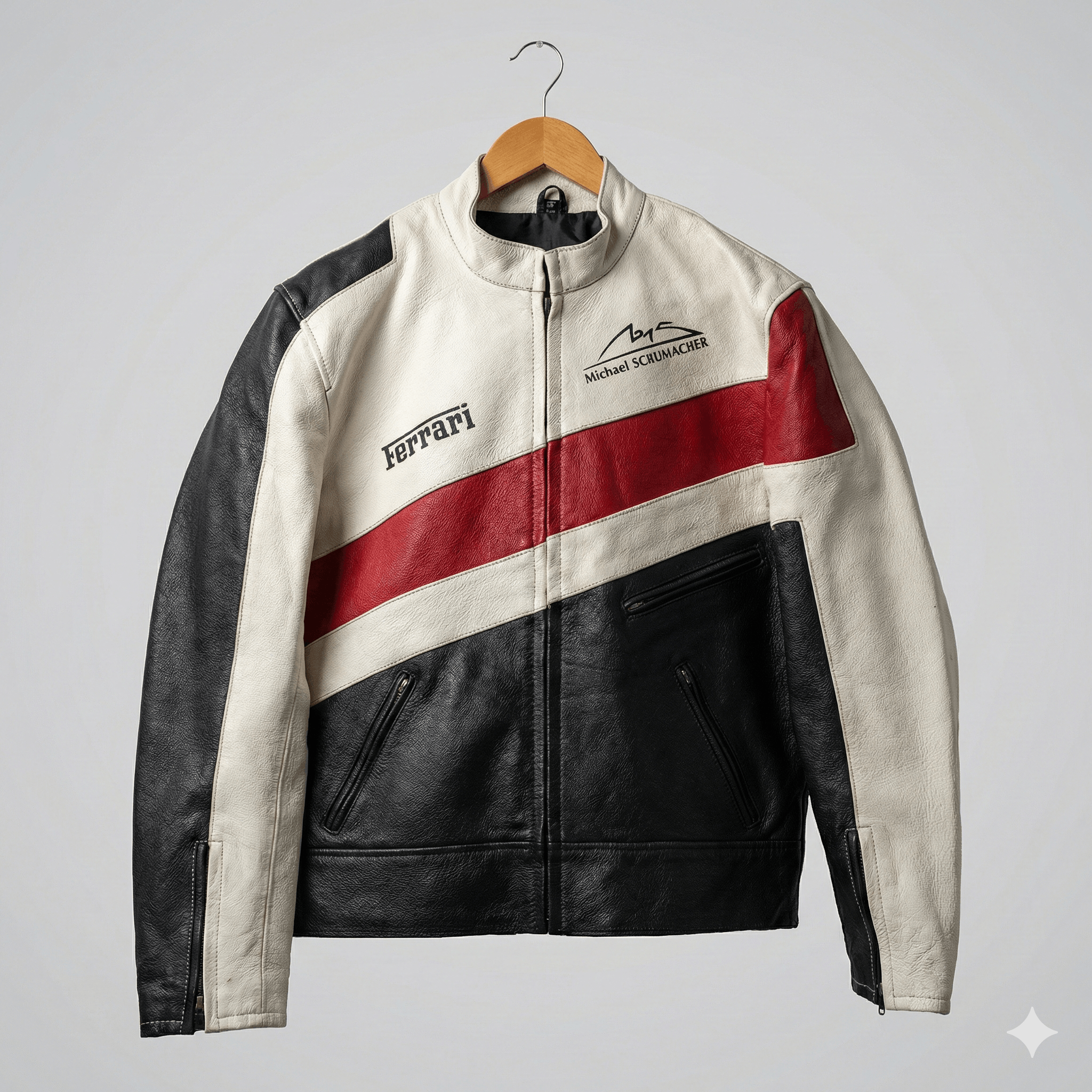 Ferrari Rare Ferrari Formula 1 Leather Moto Jacket Michael Schumache Size US L / EU 52-54 / 3 - 1 Thumbnail