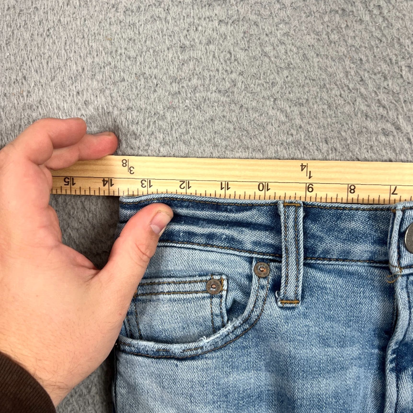 American Eagle Outfitters American Eagle Jeans Mens 26x28 Slim Straight Distressed Denim Blue Stretch Size US 26 / EU 42 - 4 Thumbnail