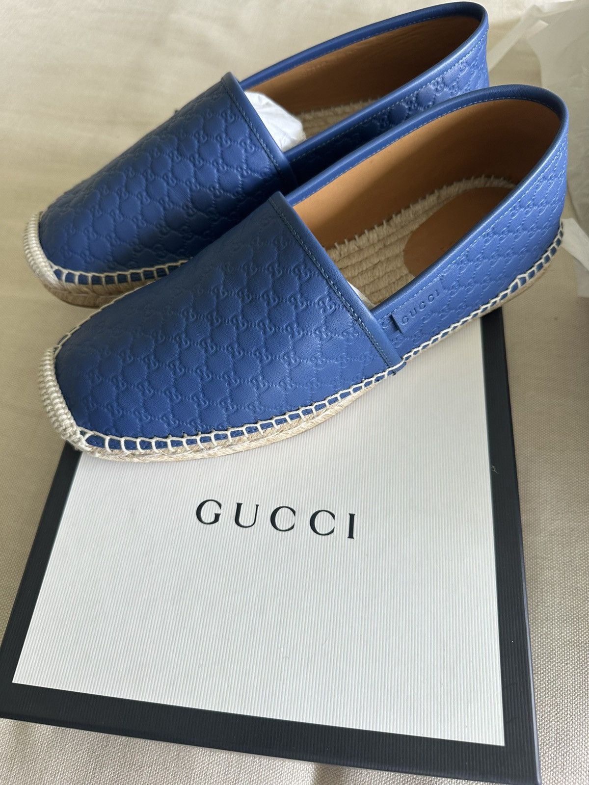 Gucci Espadrillas Leather Shoes in Blue, Men's (Size 6)