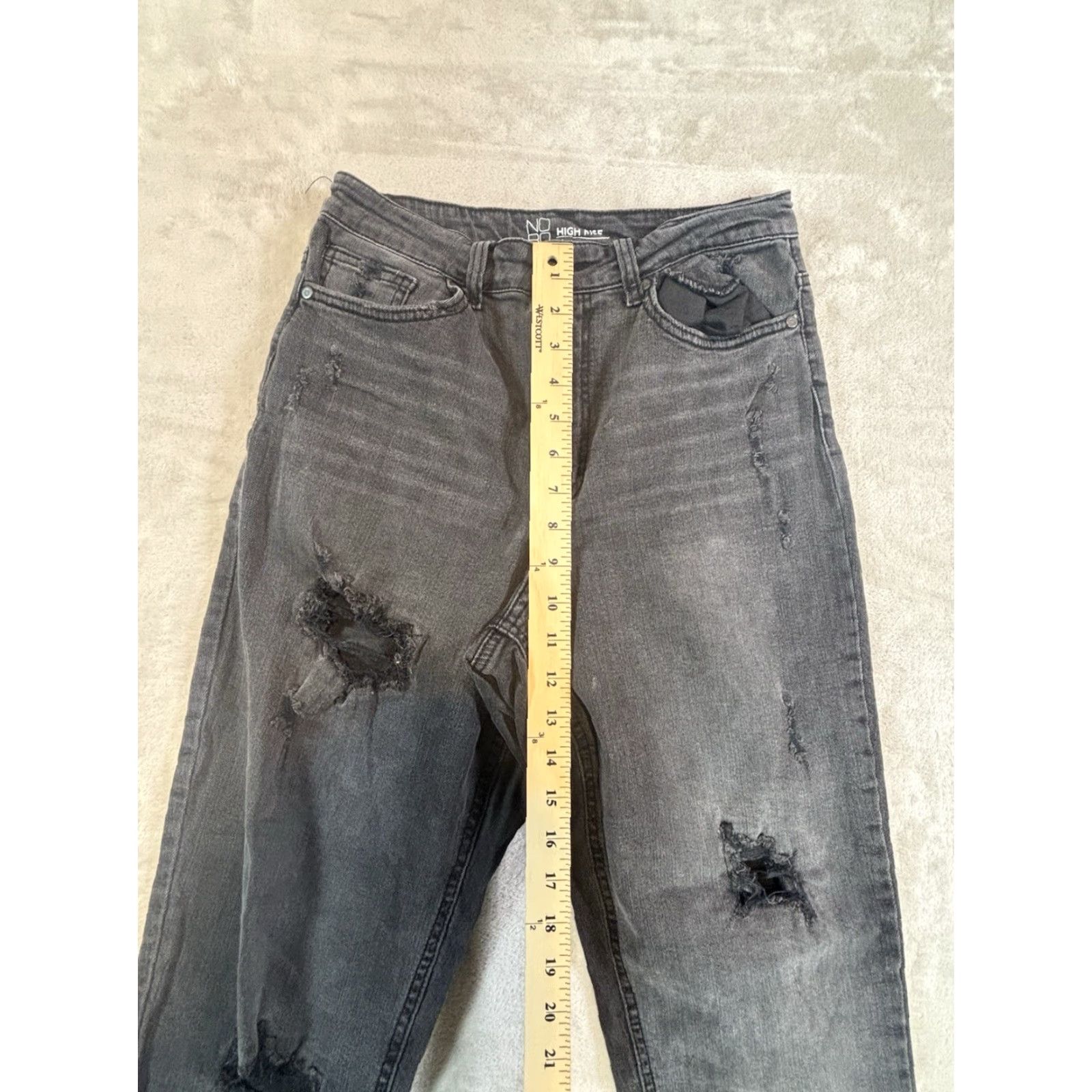 Vintage NO BO Women's High-Rise Black Denim Jeans Distressed Skinny Size 11 Size 32" / US 10 / IT 46 - 5 Thumbnail