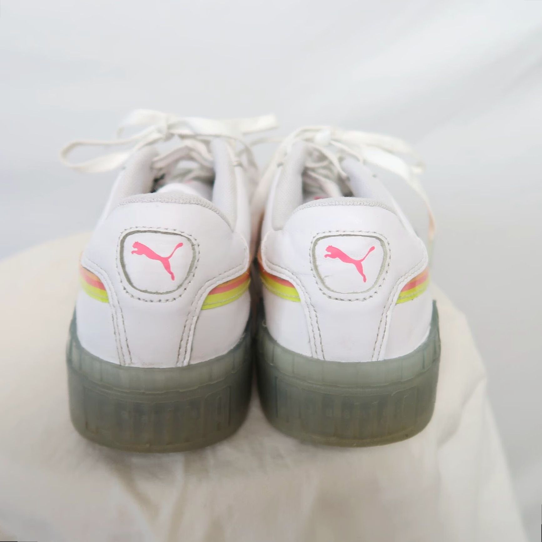 Puma Puma Cali Neon Ice White Rainbow Striped Lace-Up Sneakers Women Size 10 US Shoe Size 10 Sneaker Athletic Shoes Size US 10 / IT 40 - 5 Thumbnail