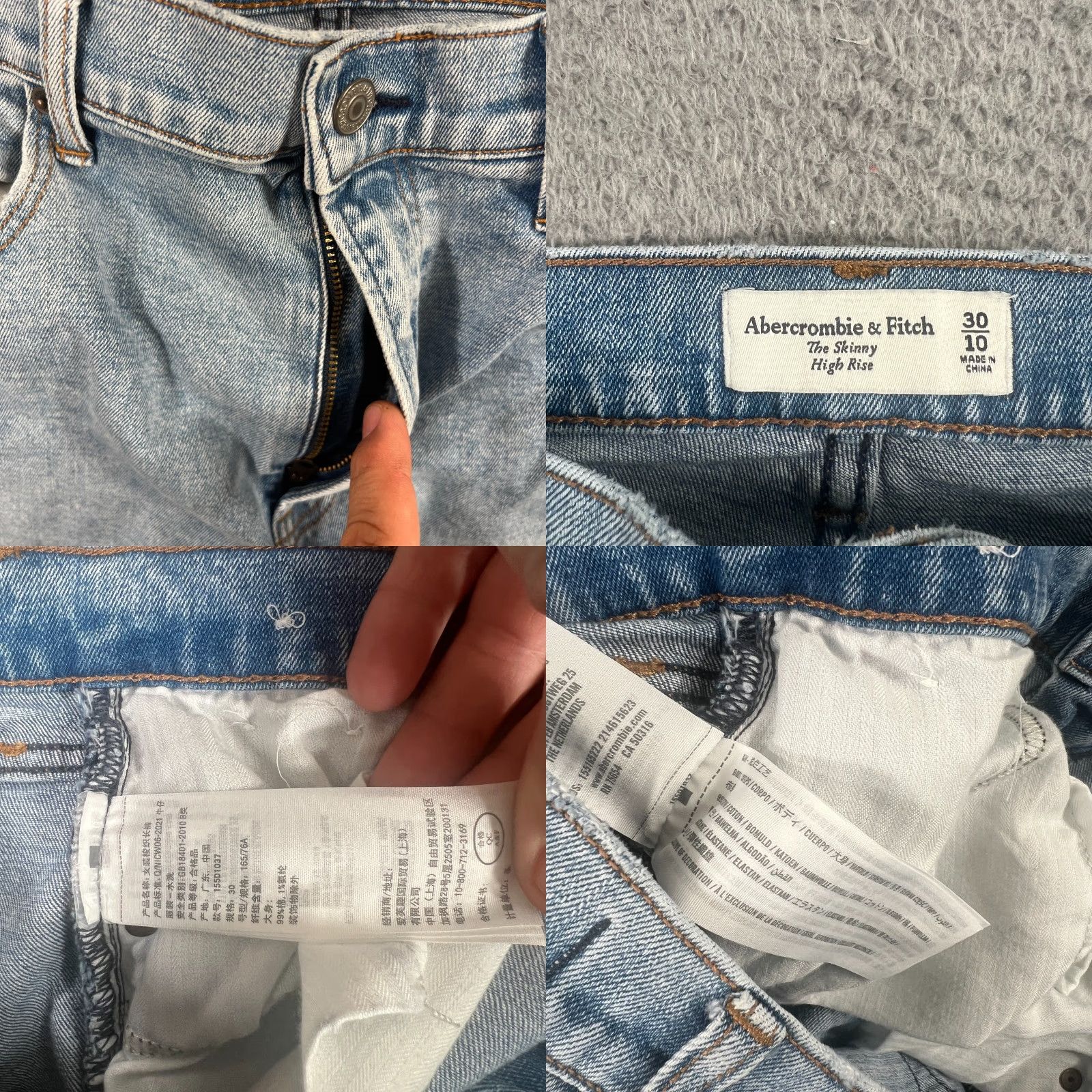 Abercrombie & Fitch VINTAGE Abercrombie & Fitch Women's Skinny Jeans Size 10 High Rise Light Wash Denim Fall Spring Summer Size 32" / US 10 / IT 46 - 8 Thumbnail