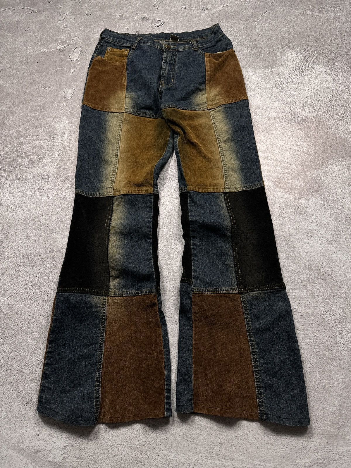 If Six Was Nine Y2K LGB IfSixWasNine Style Patchwork Flared Denim Jeans Size US 29 - 1 Thumbnail