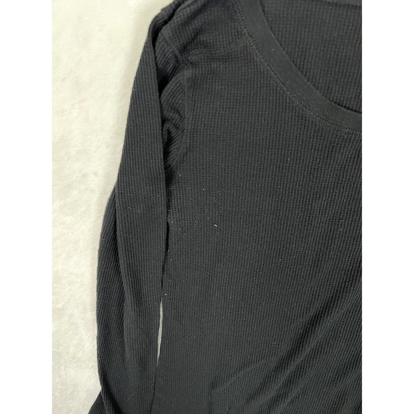 Mossimo Mossimo Supply Co. Shirt Womens XL Black Waffle Knit Long Sleeve Top Thermal Y2K Size XL / US 12-14 / IT 48-50 - 5 Thumbnail