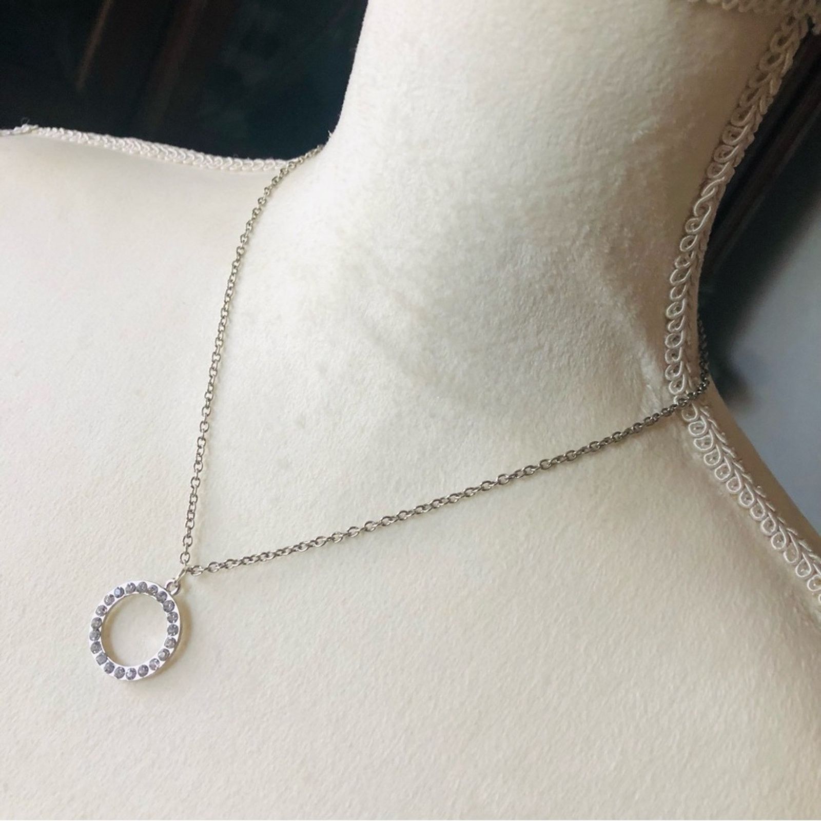 Jewelry Clear rhinestone ring pendant on chain necklace Size ONE SIZE - 5 Thumbnail