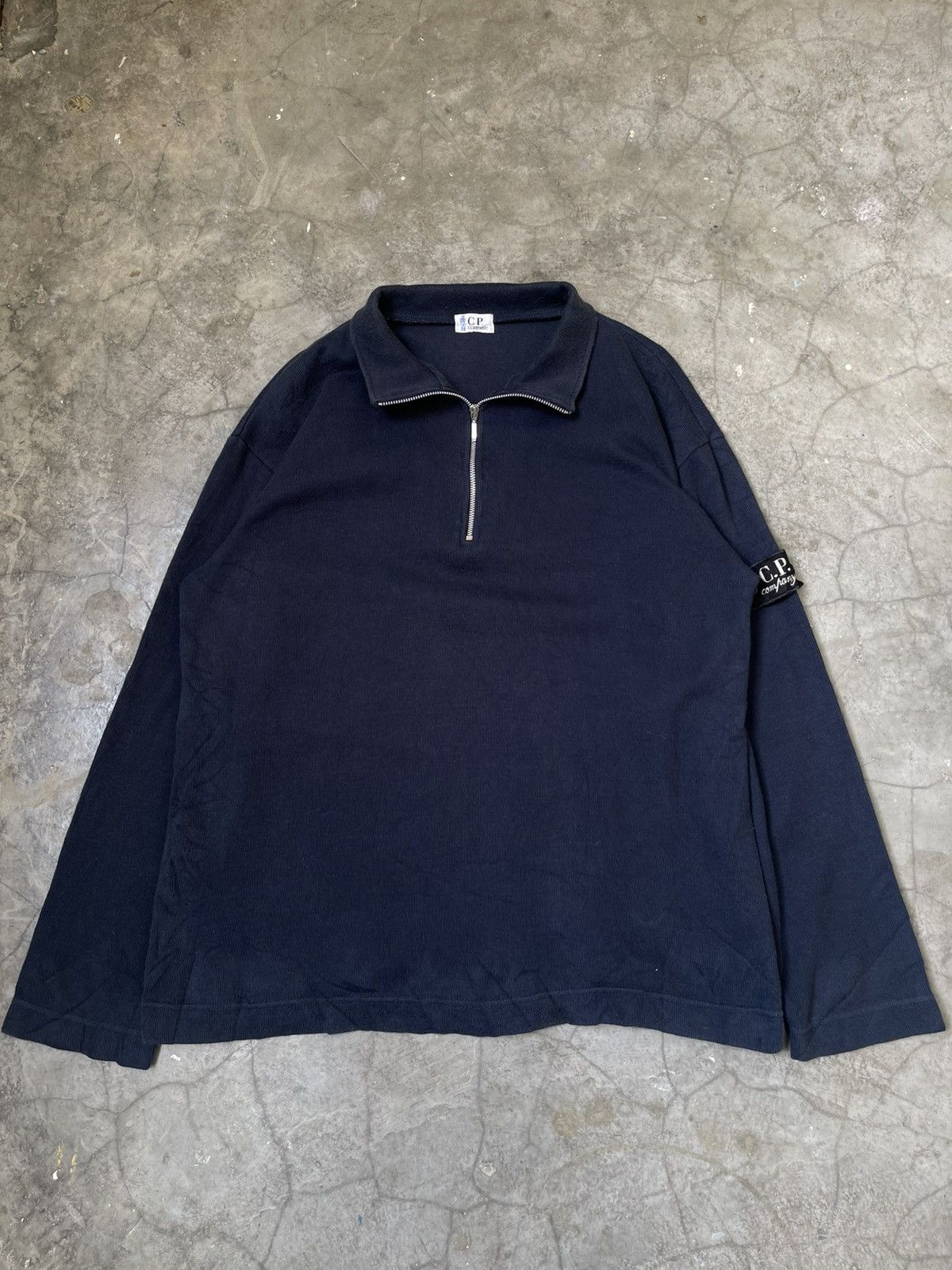 C.P. Company Vintage C.P. Company Half Zipper Logo Badge Navy Made Japan Size US M / EU 48-50 / 2 - 1 Thumbnail
