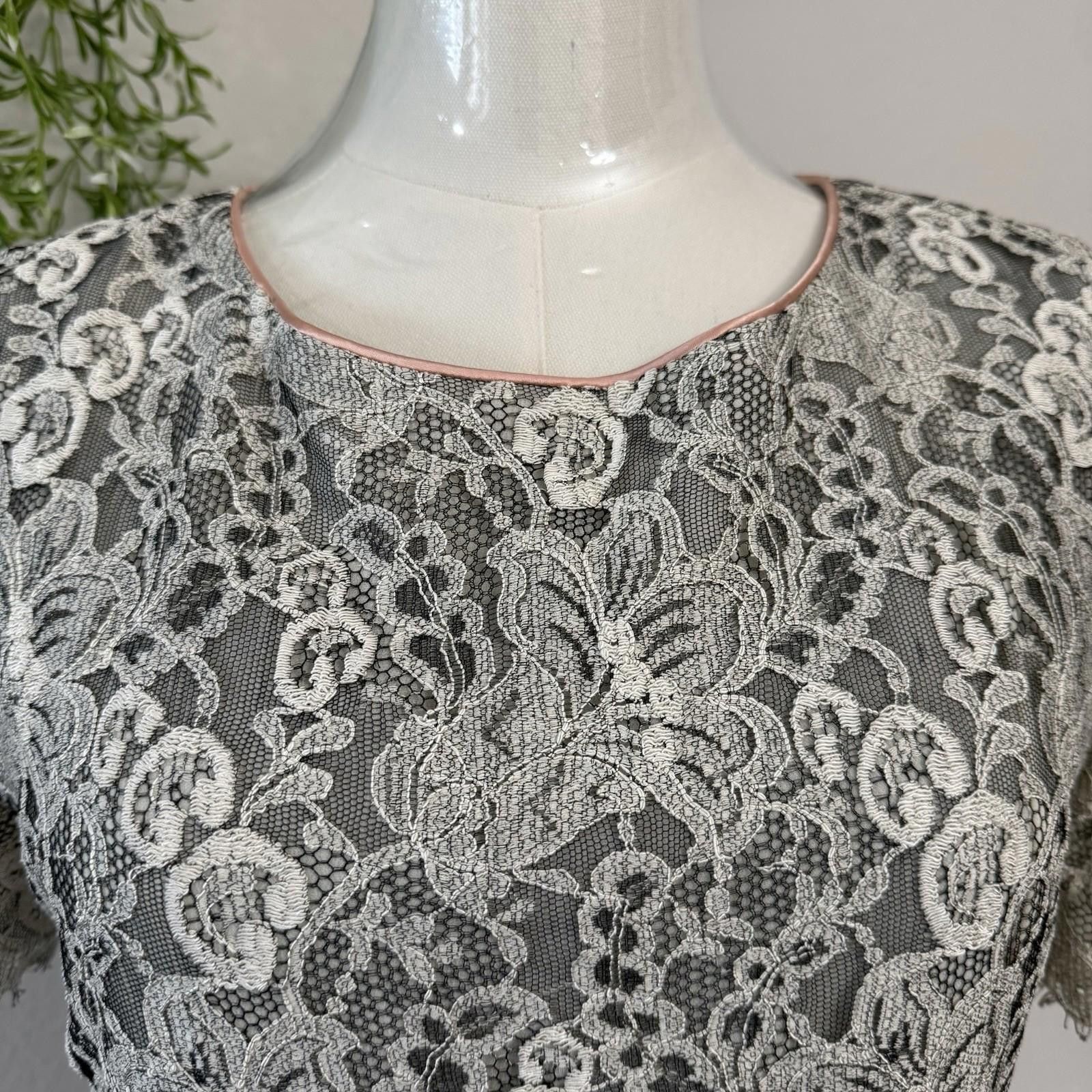 Designer Liz Claiborne Night Lace Dress Small Size S / US 4 / IT 40 - 6 Thumbnail