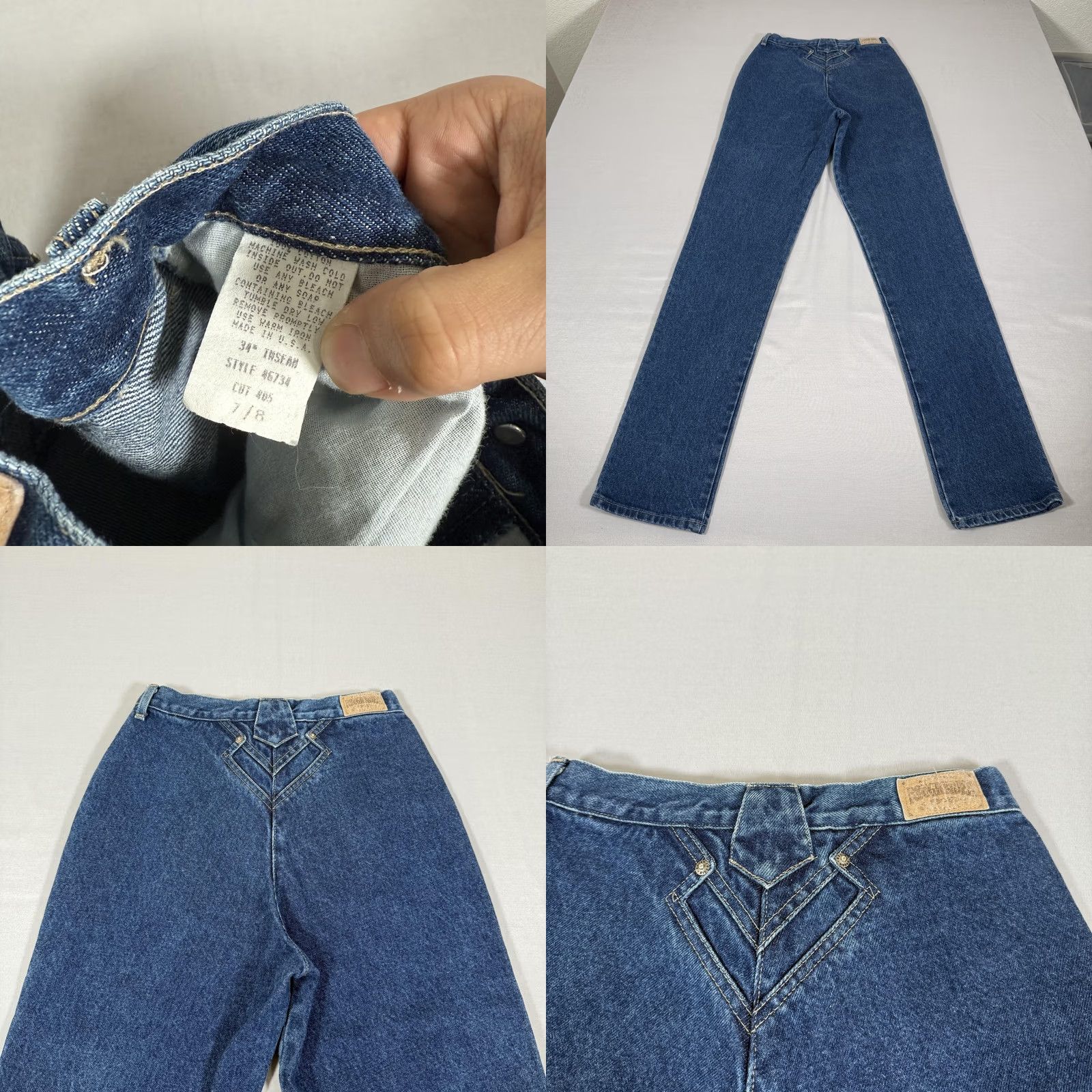 Denime VINTAGE Rough Rider Jeans Womens 7 Blue Bare Back Slim Fit Denim Pants Western Shirt? Size 28" / US 6 / IT 42 - 9 Thumbnail