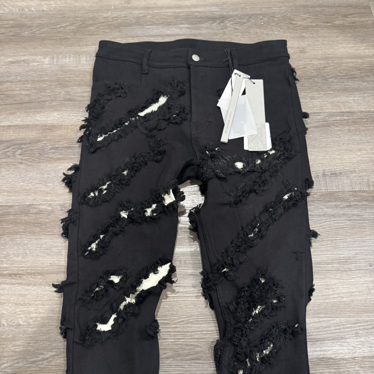 Rick Owens Rick Owens Tyrone Slashed Cut Out Black Natural Denim Jeans Size 30" / US 8 / IT 44 - 3 Thumbnail