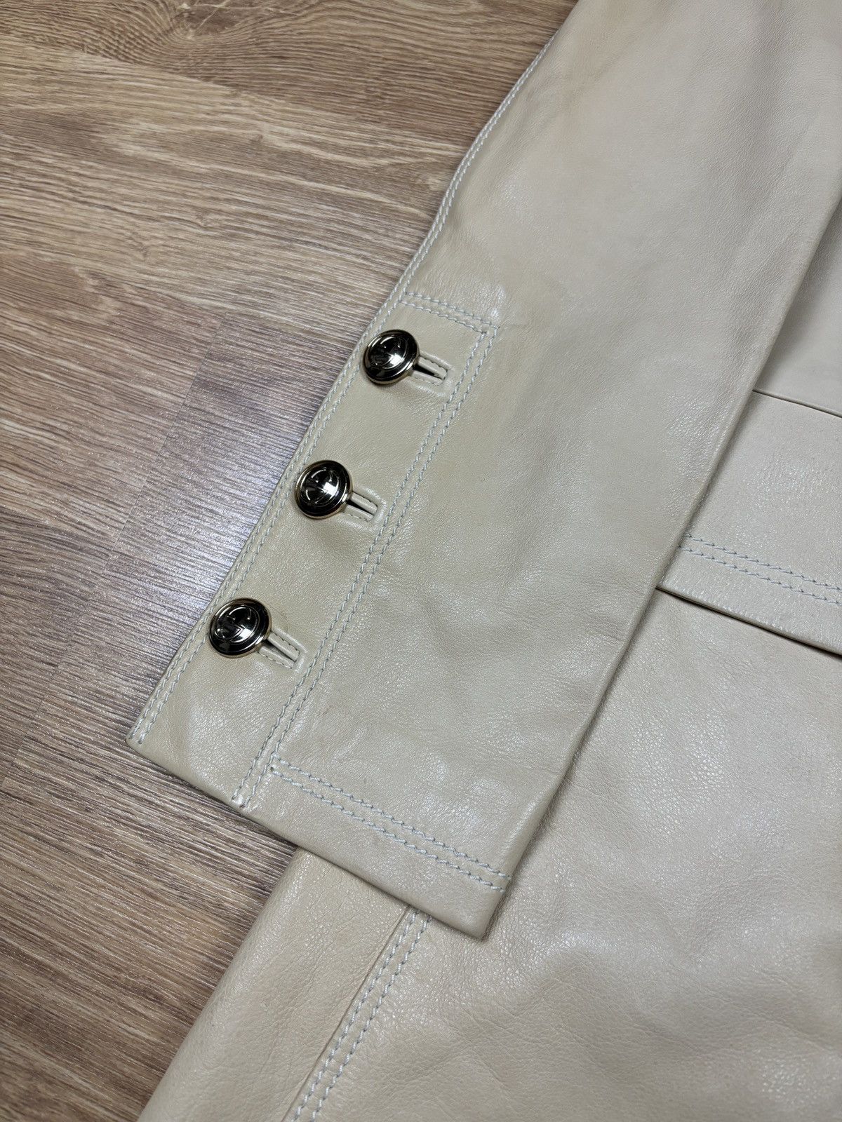 Gucci Gucci 2000s Cream Leather Coat Size S / US 4 / IT 40 - 10 Thumbnail