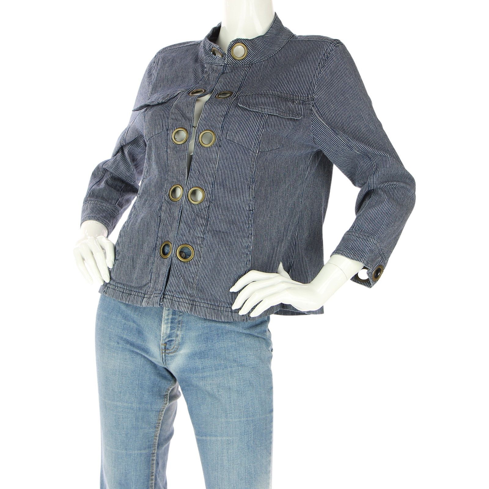 AMI Vintage A.M.I. AMI Striped Denim Jean Trucker Jacket Size S / US 4 / IT 40 - 1 Thumbnail