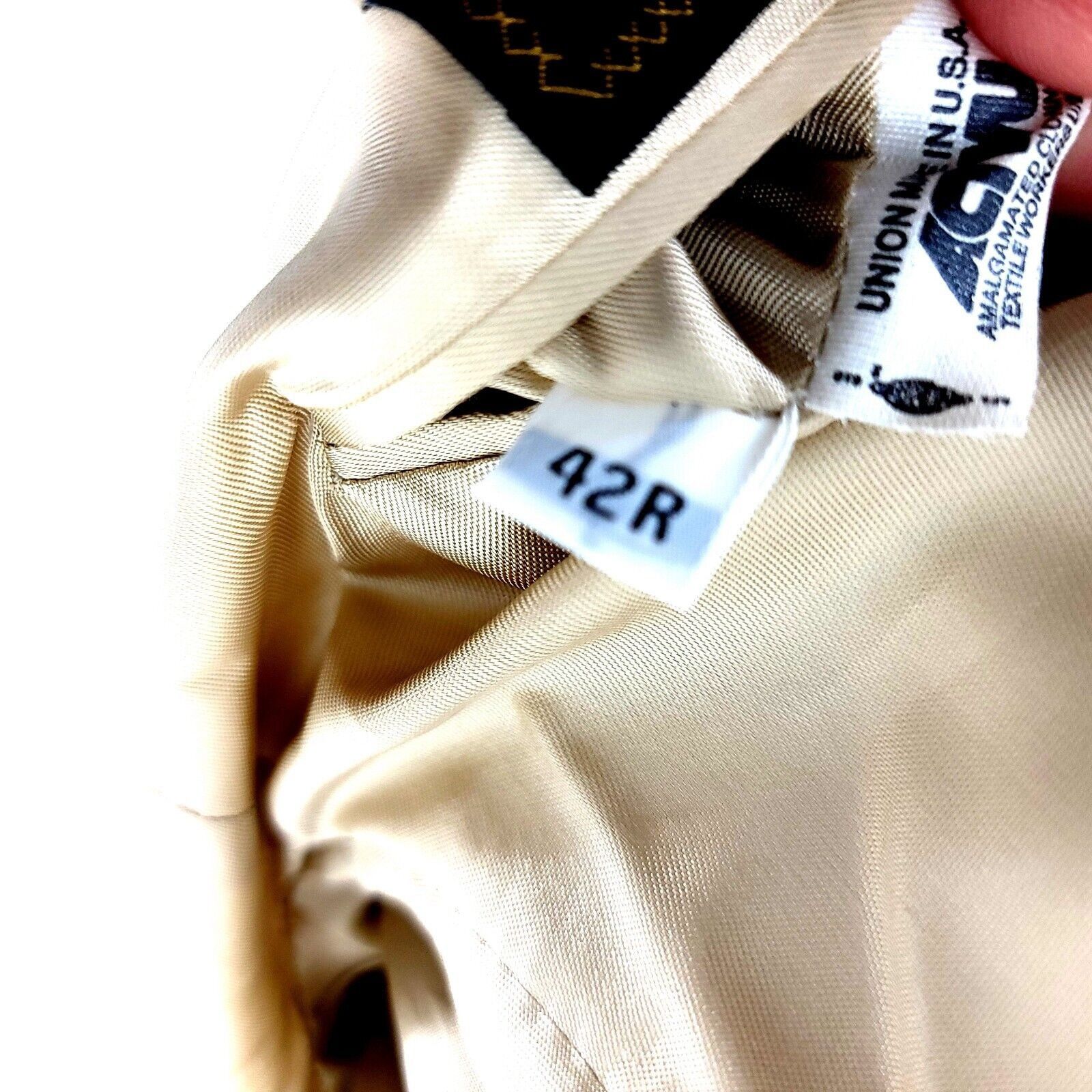 Hart Schaffner Marx Hart Schaffner Marx Wool 2 Button Sport Coat 42R Gray Tan Gr Size 42R - 9 Thumbnail