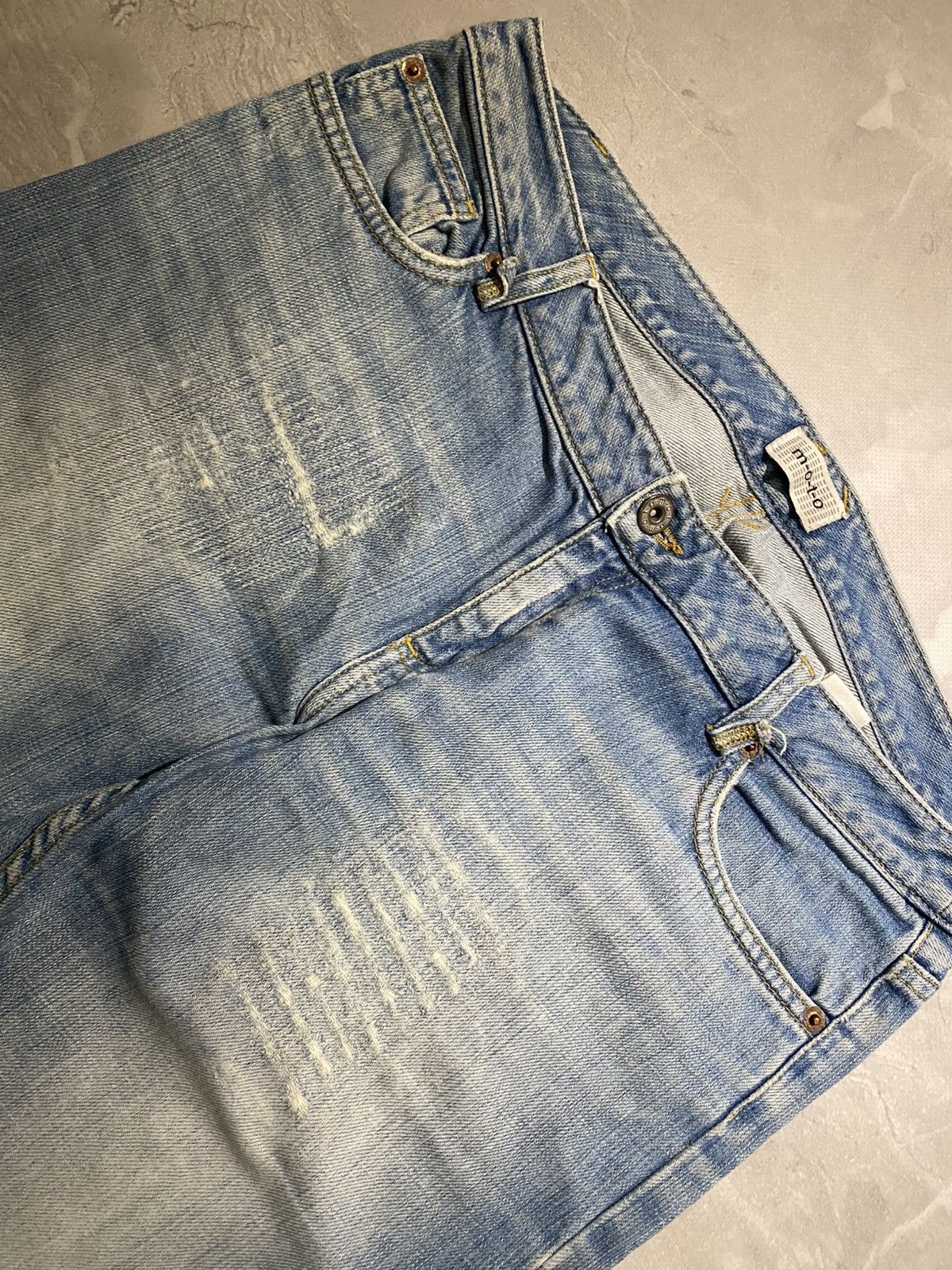Japanese Brand Archive Style Slim Denim Washed Fade Rare Look Size US 33 - 3 Thumbnail